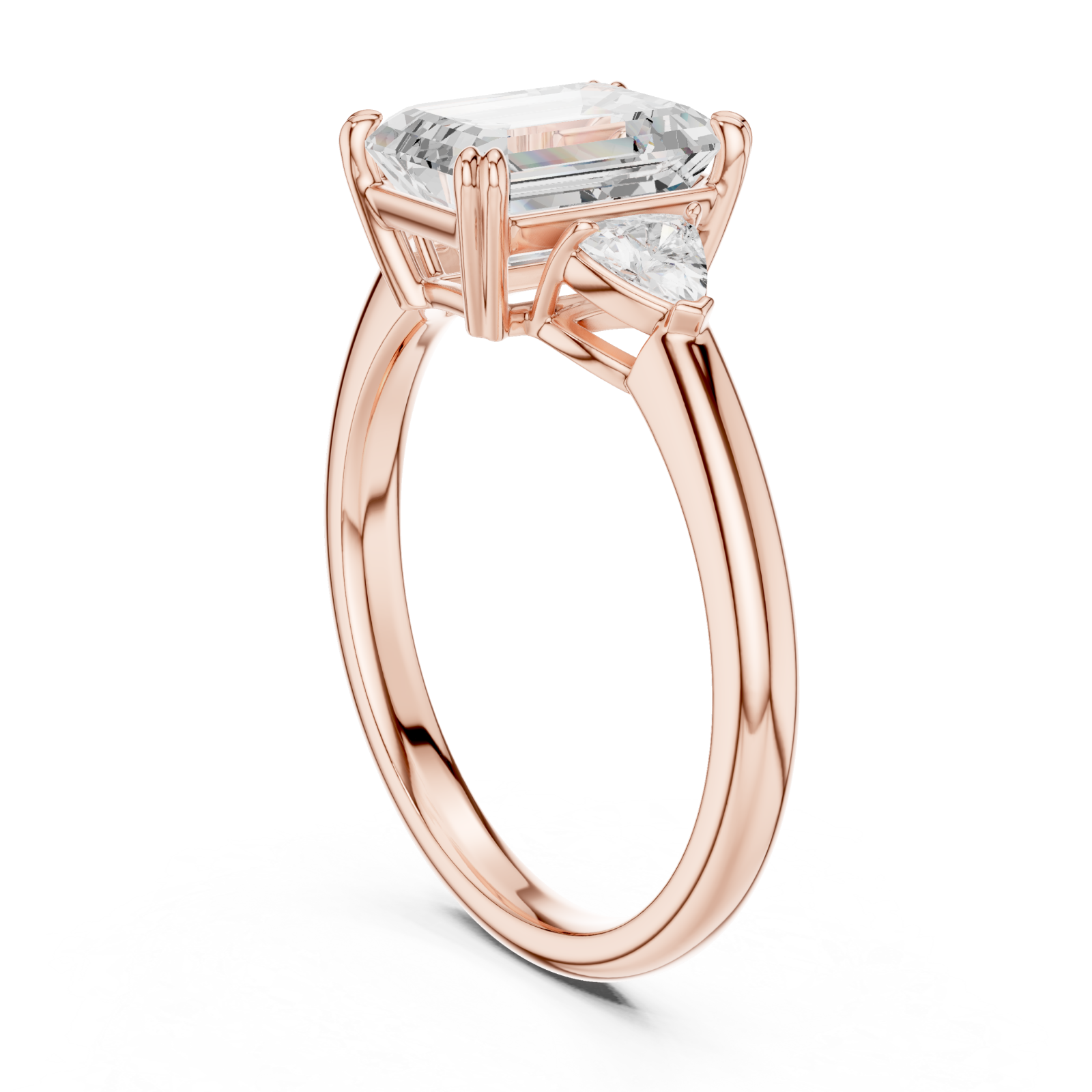 Rose Gold Emerald Allure Solitaire Ring Left View
