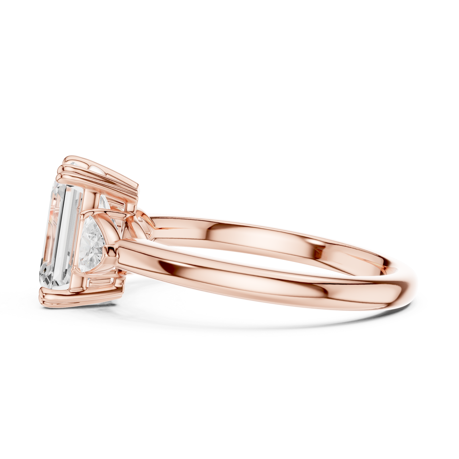 Rose Gold Emerald Allure Solitaire Ring Side View