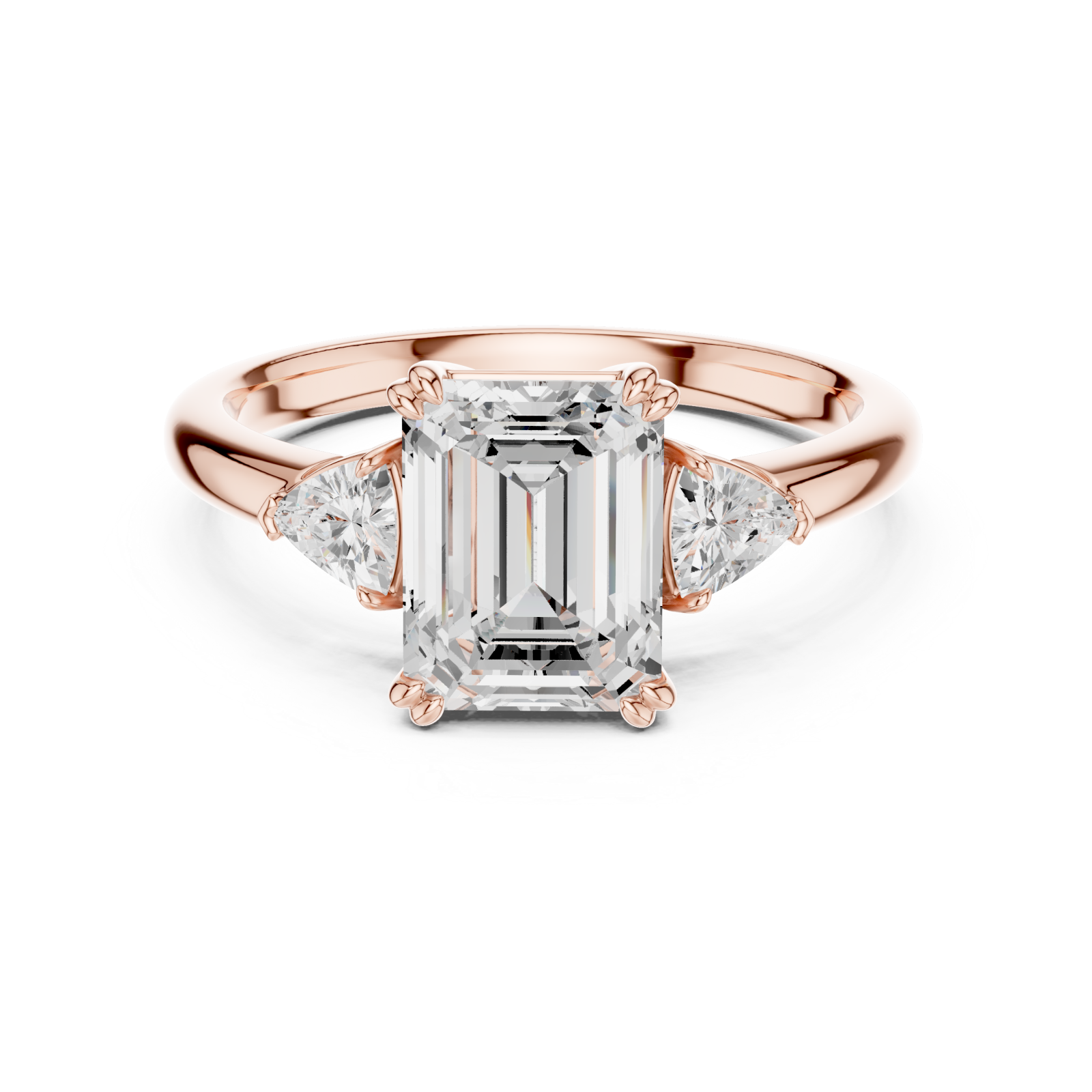  Rose Gold Emerald Allure Solitaire Ring Front View