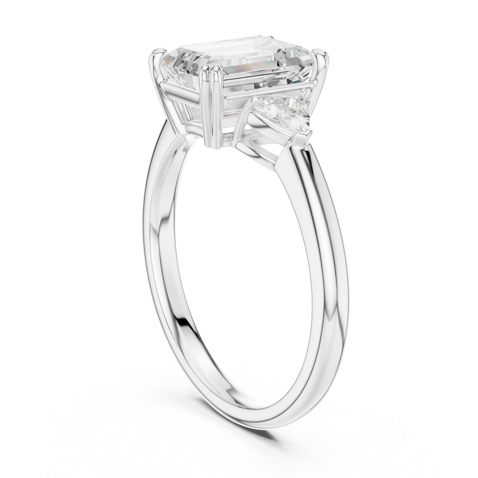  White Gold Emerald Allure Solitaire Ring Left View