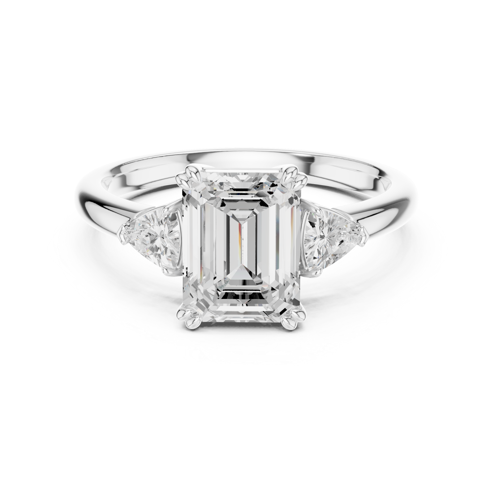  White Gold Emerald Allure Solitaire Ring Front View