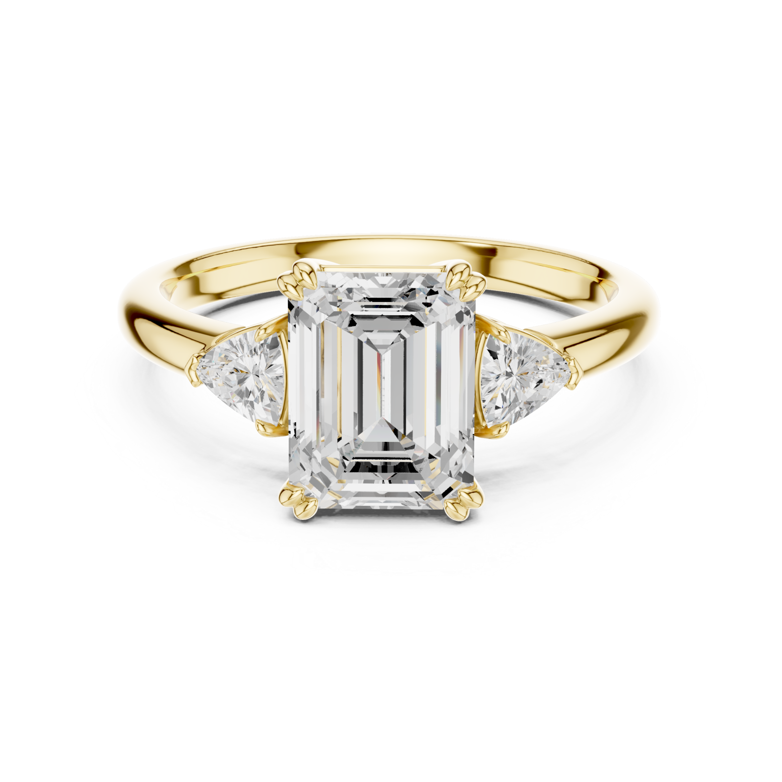  Gold Emerald Allure Solitaire Ring Front View