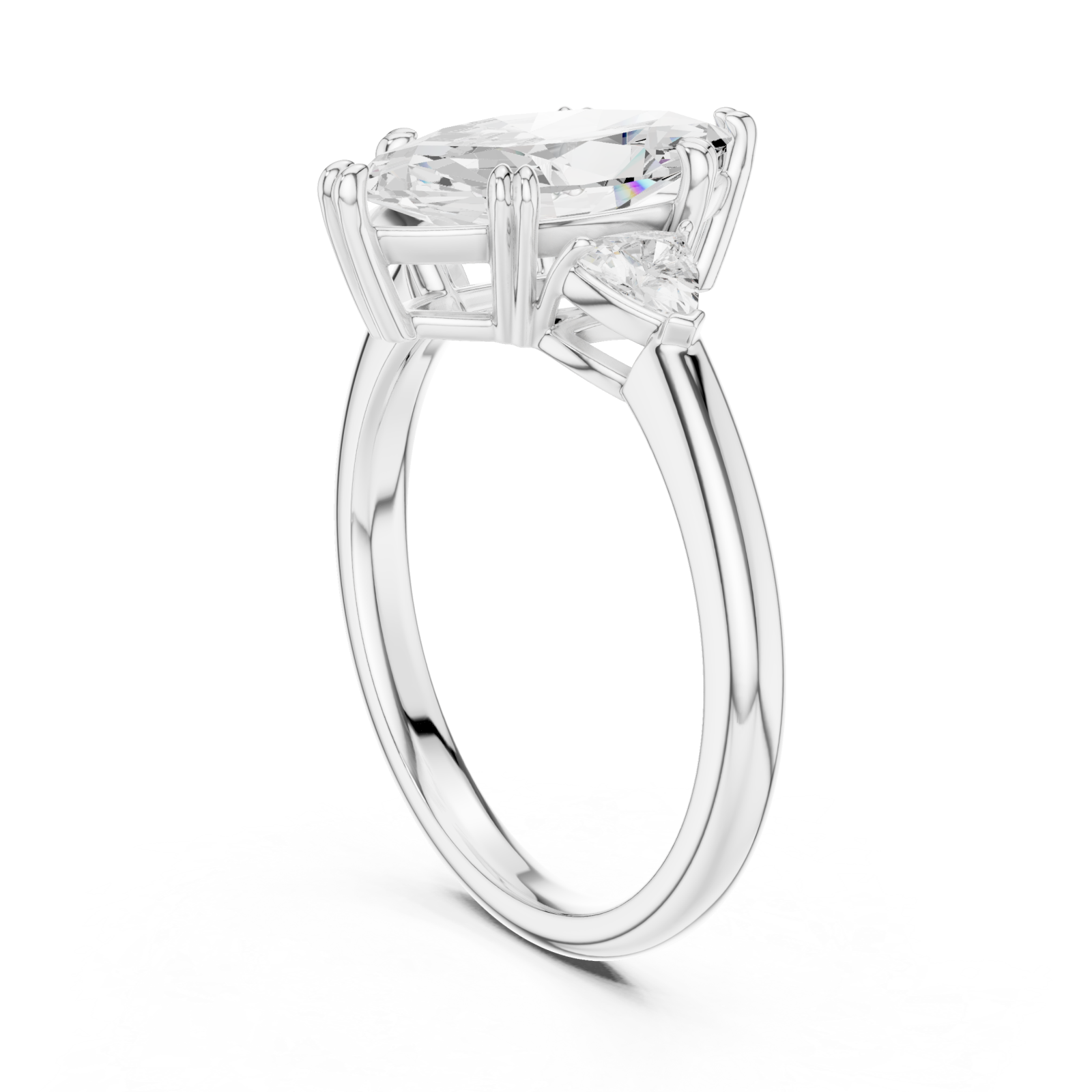  White Gold Celestial Marquise Elegance Ring Left View