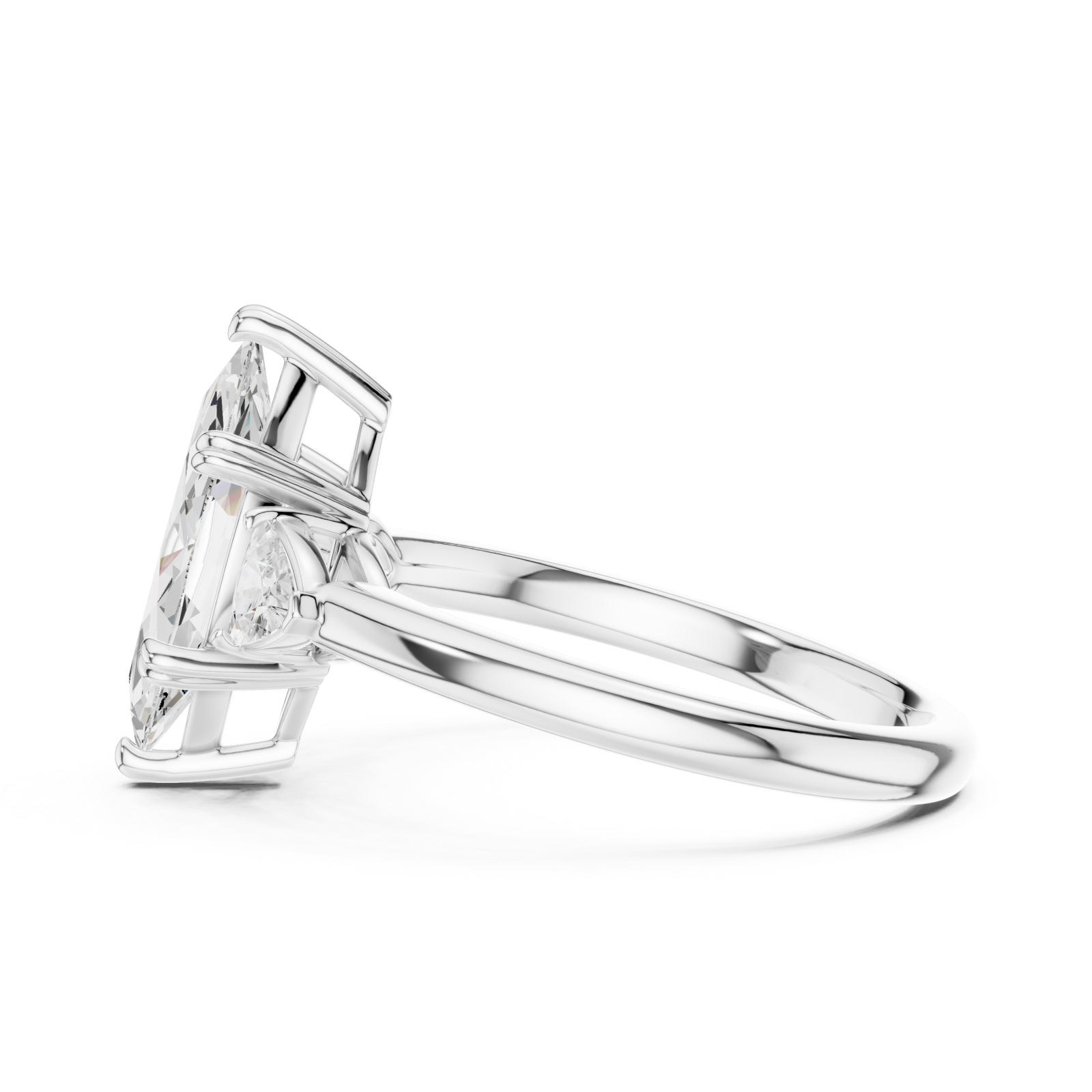  White Gold Celestial Marquise Elegance Ring Side View