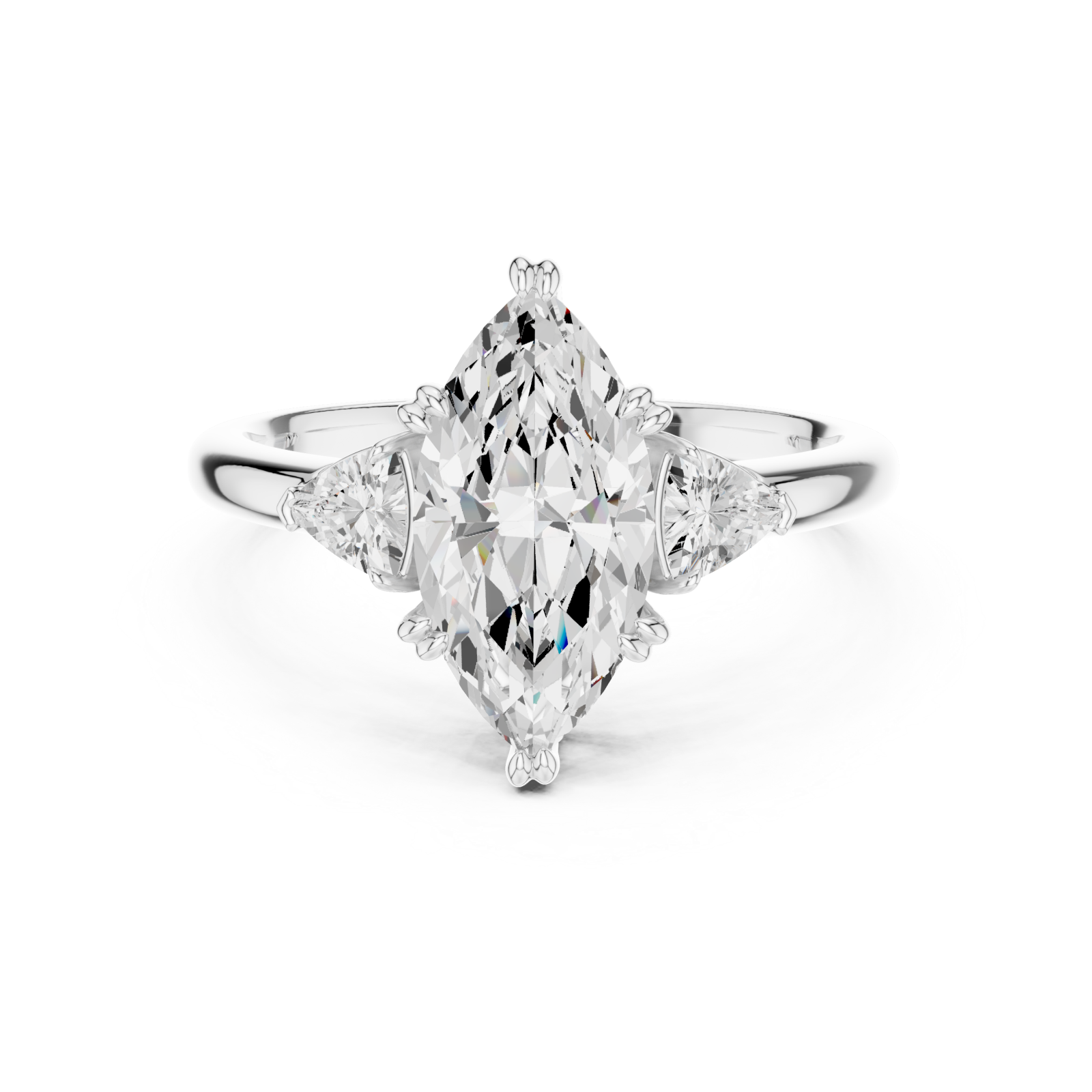  White Gold Celestial Marquise Elegance Ring Front View