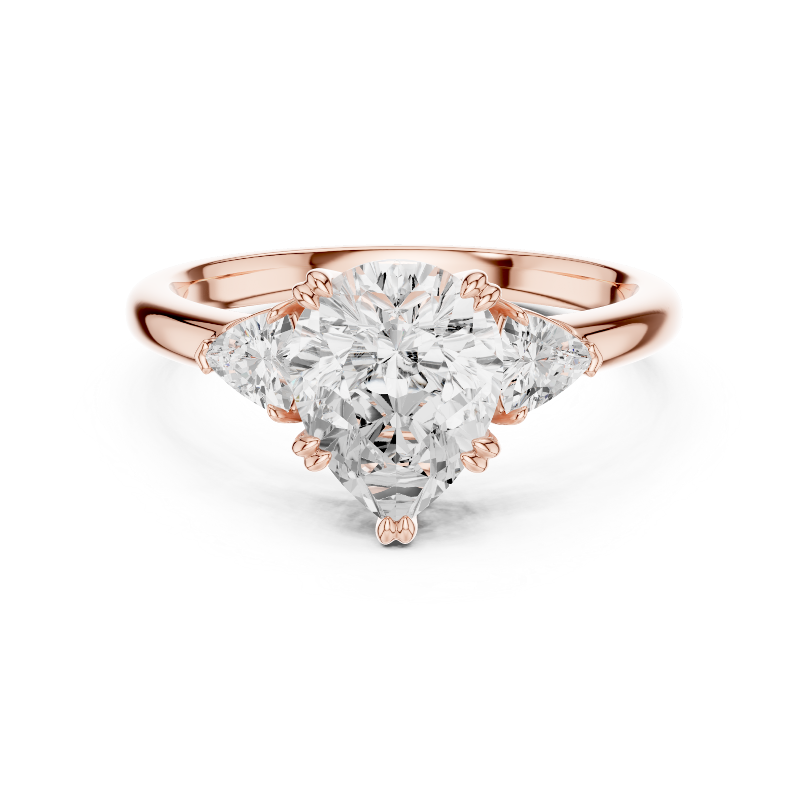  Rose Gold Celestial Grace Trilogy Ring Front View