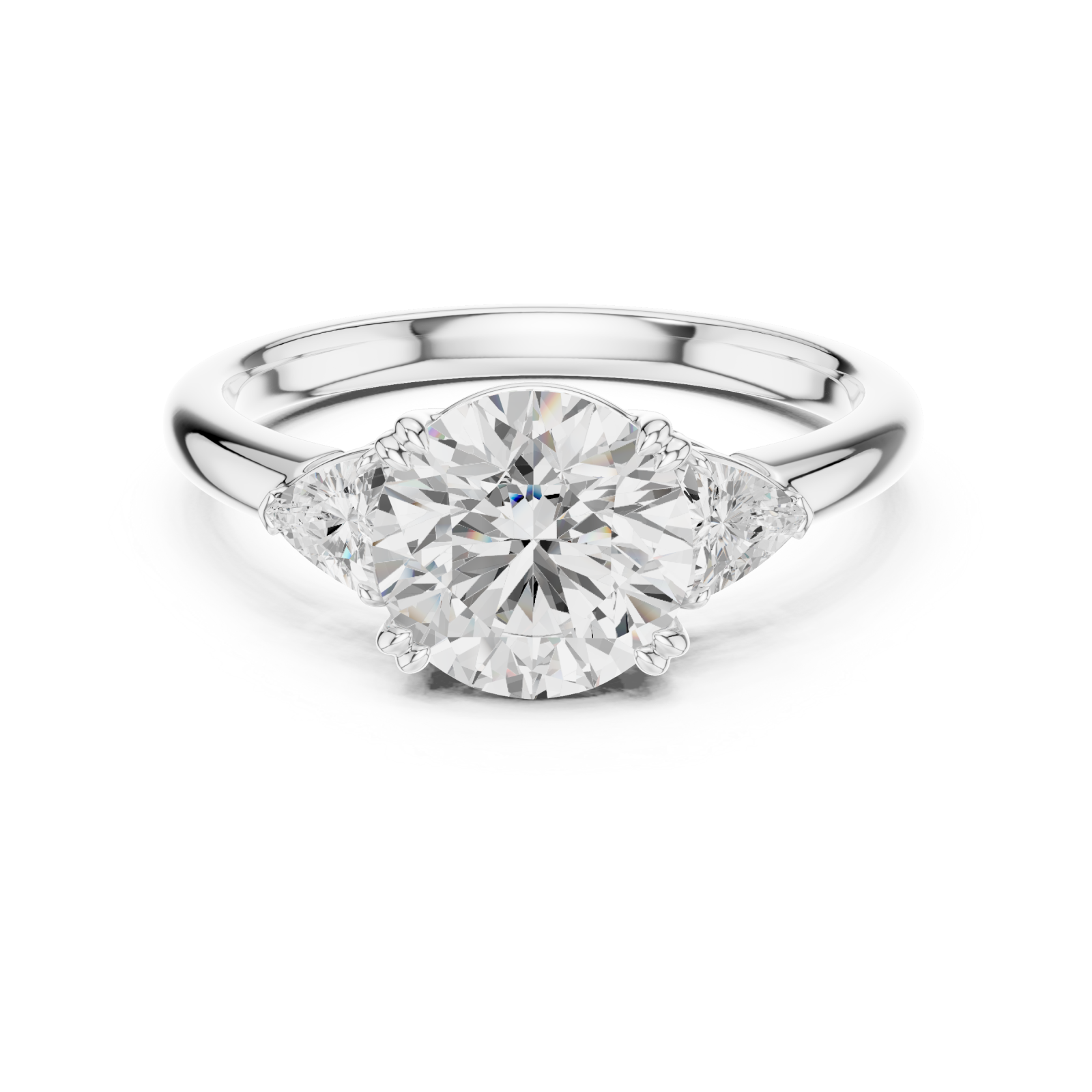  White Gold Elara Contour Setting Ring Front View