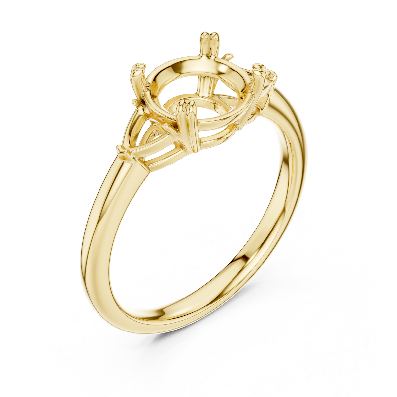 Gold Elara Contour Setting Ring Right View