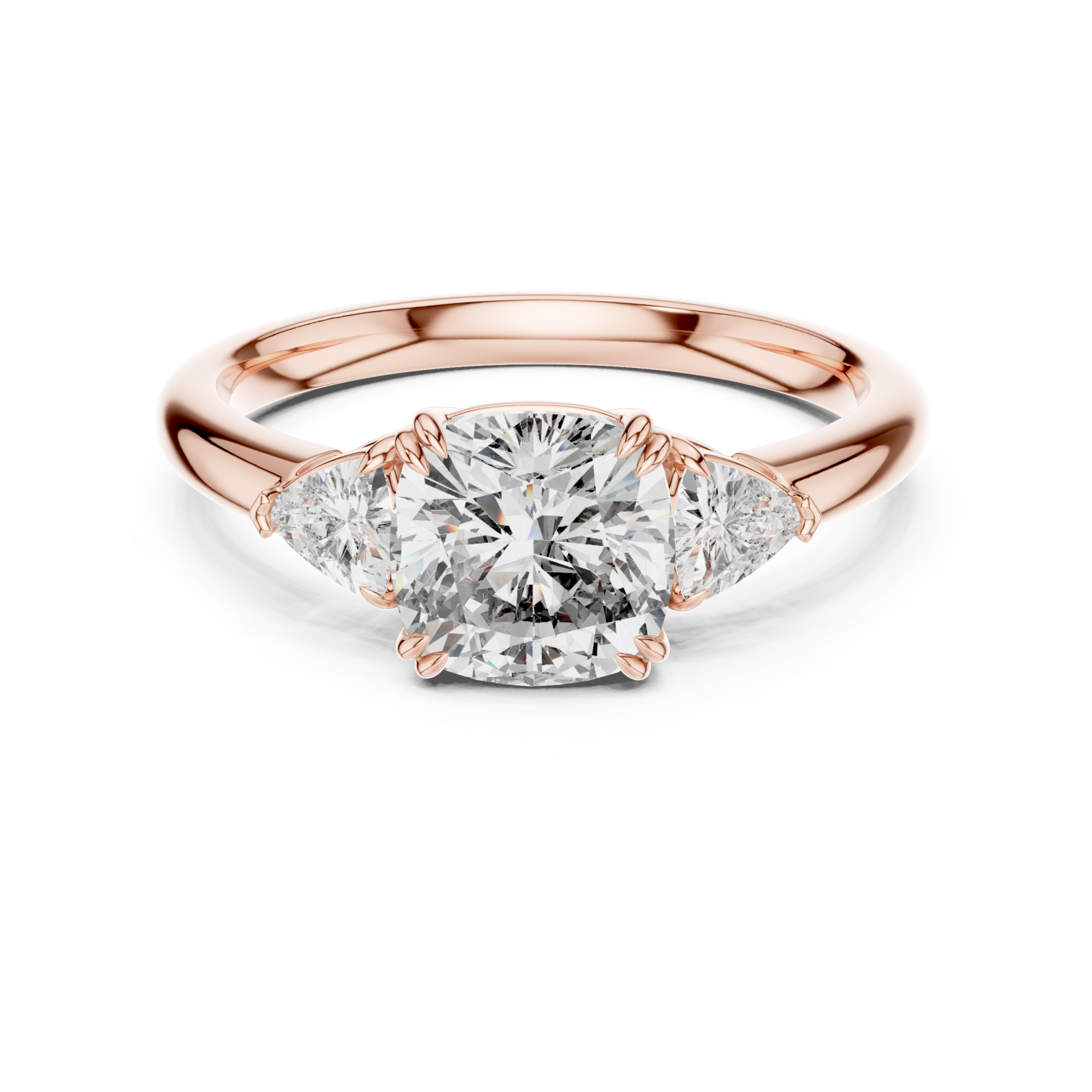  Rose Gold Starlit Grace Radiant Ring Front View