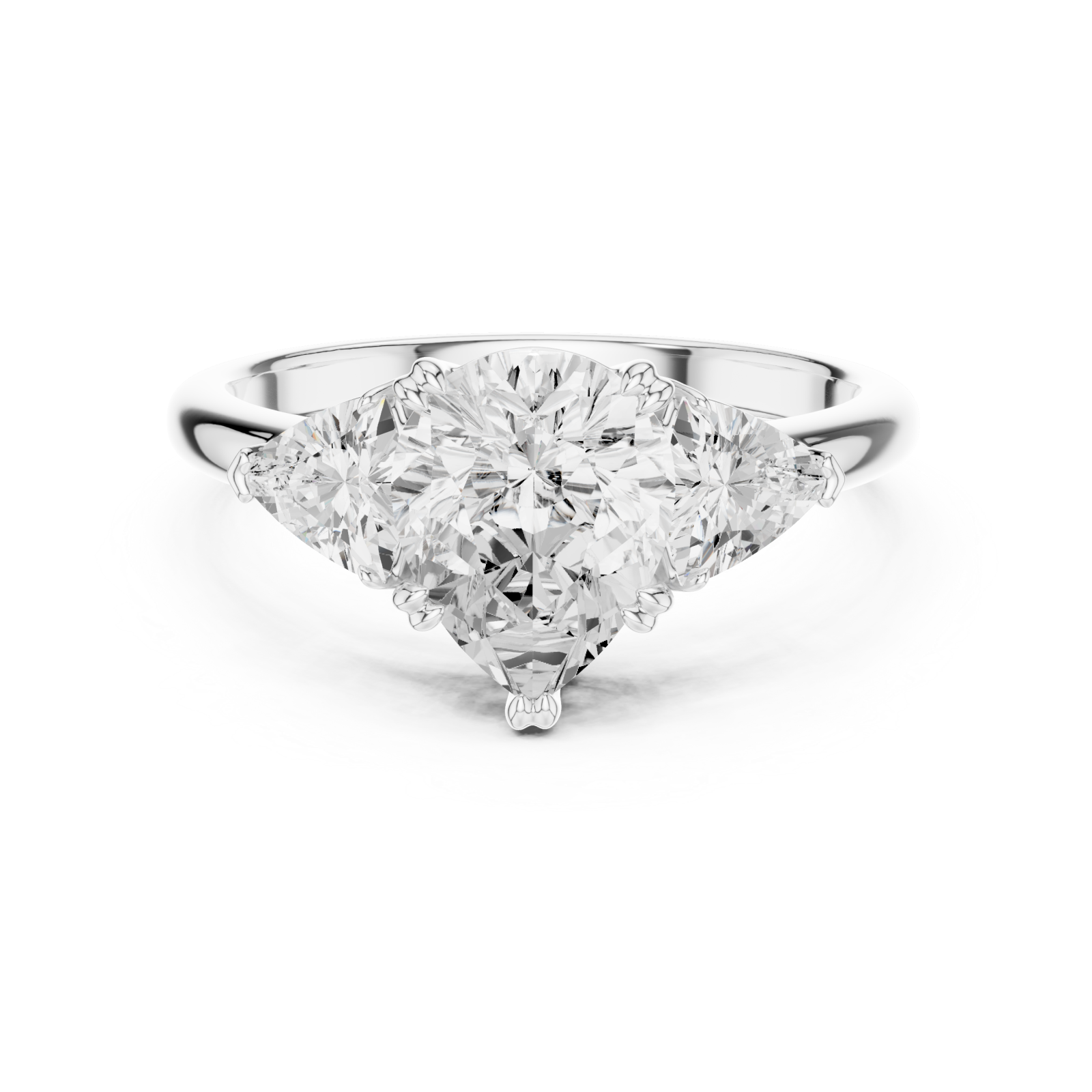  White Gold Celestial Crest Halo Ring Front View