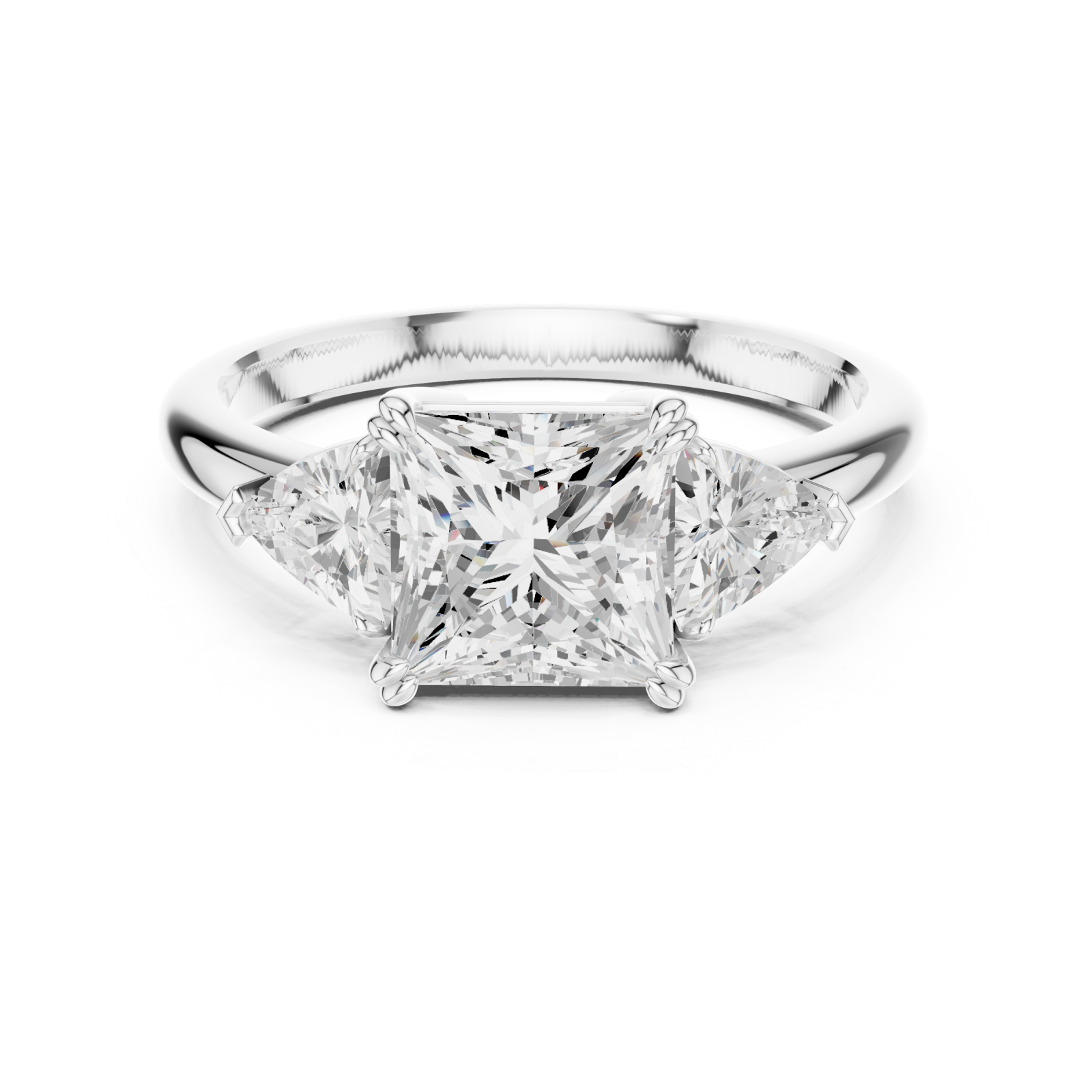  White Gold Majestic Tria Centerpiece Ring Front View