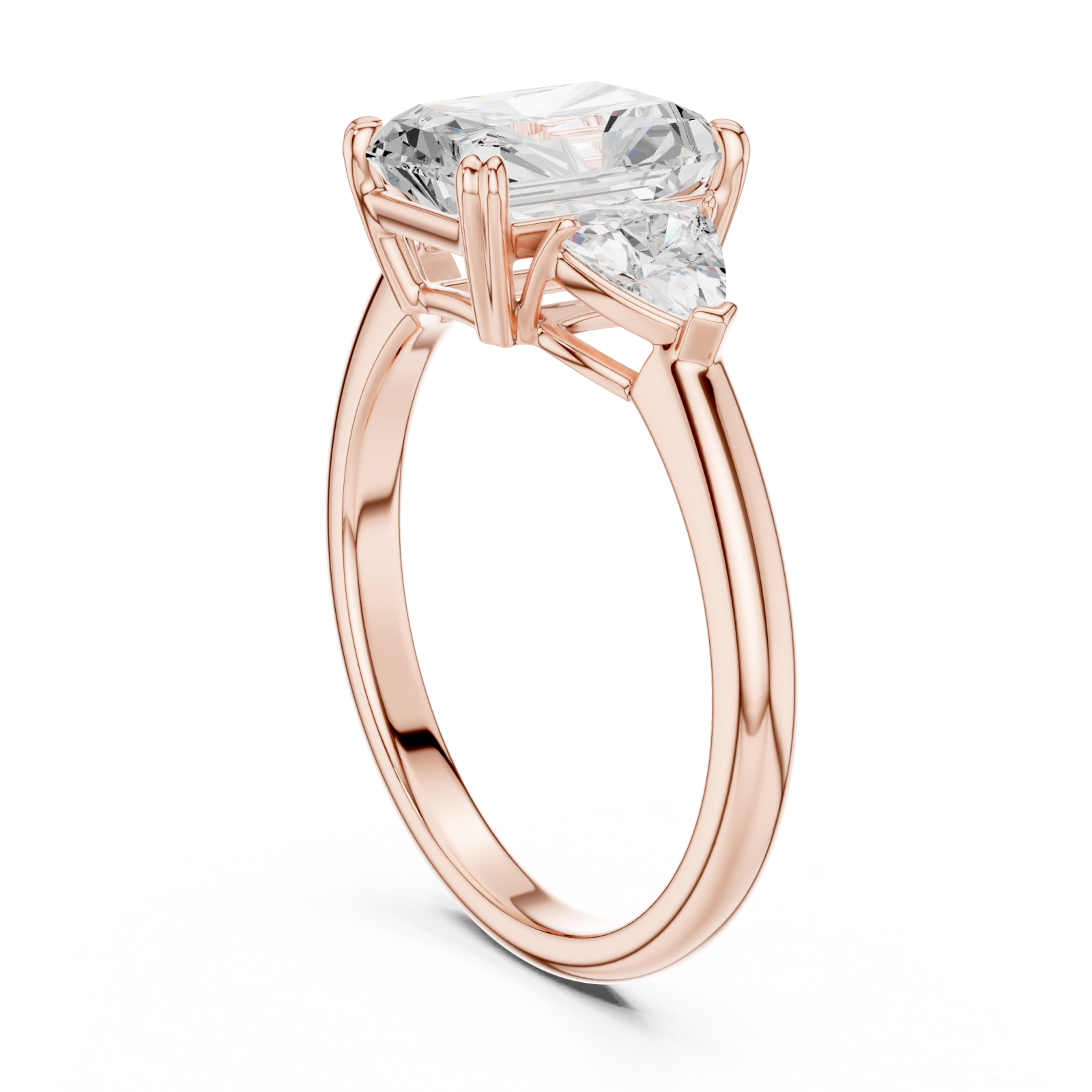  Rose Gold Luminous Majesty Three Stone Ring Left View