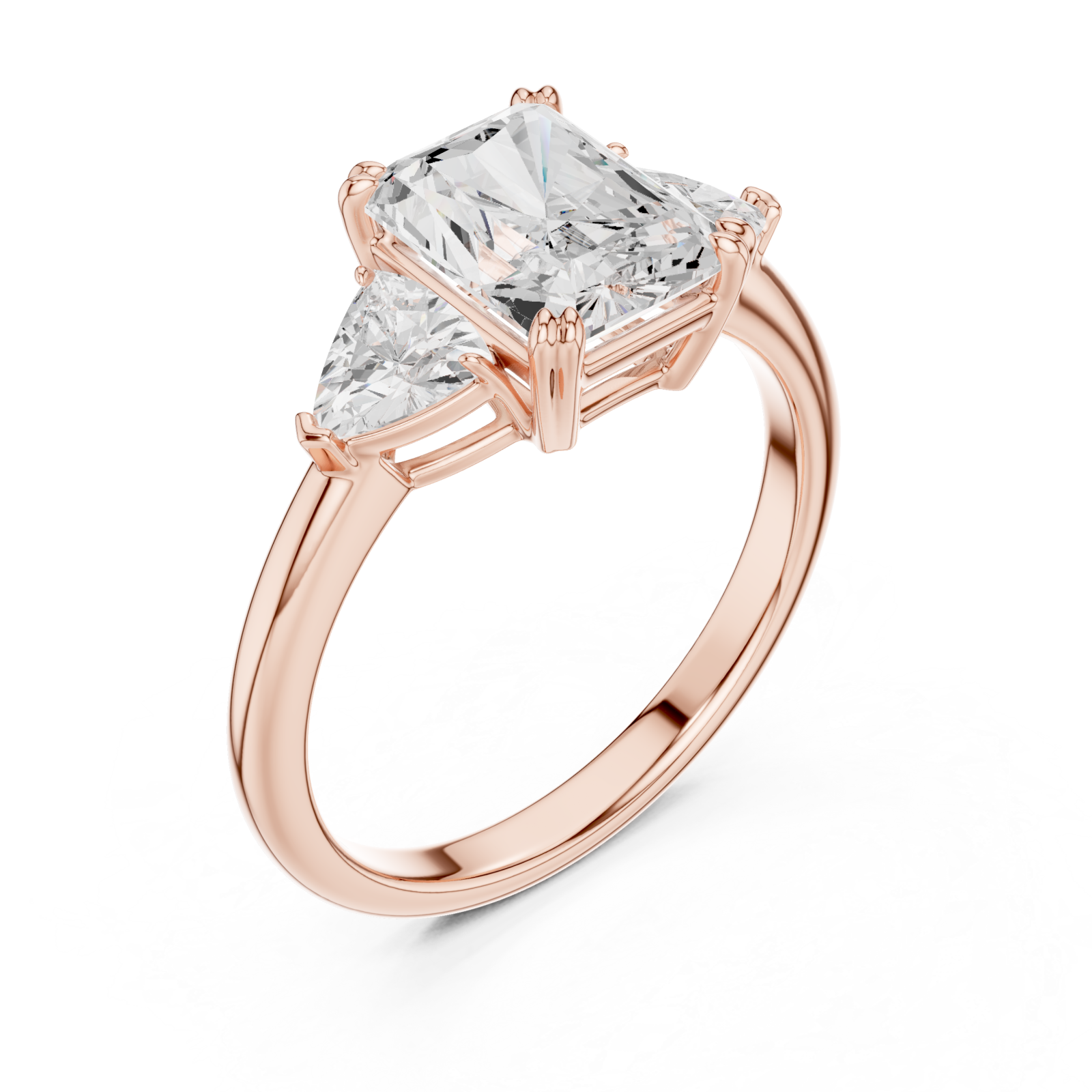  Rose Gold Luminous Majesty Three Stone Ring Right View