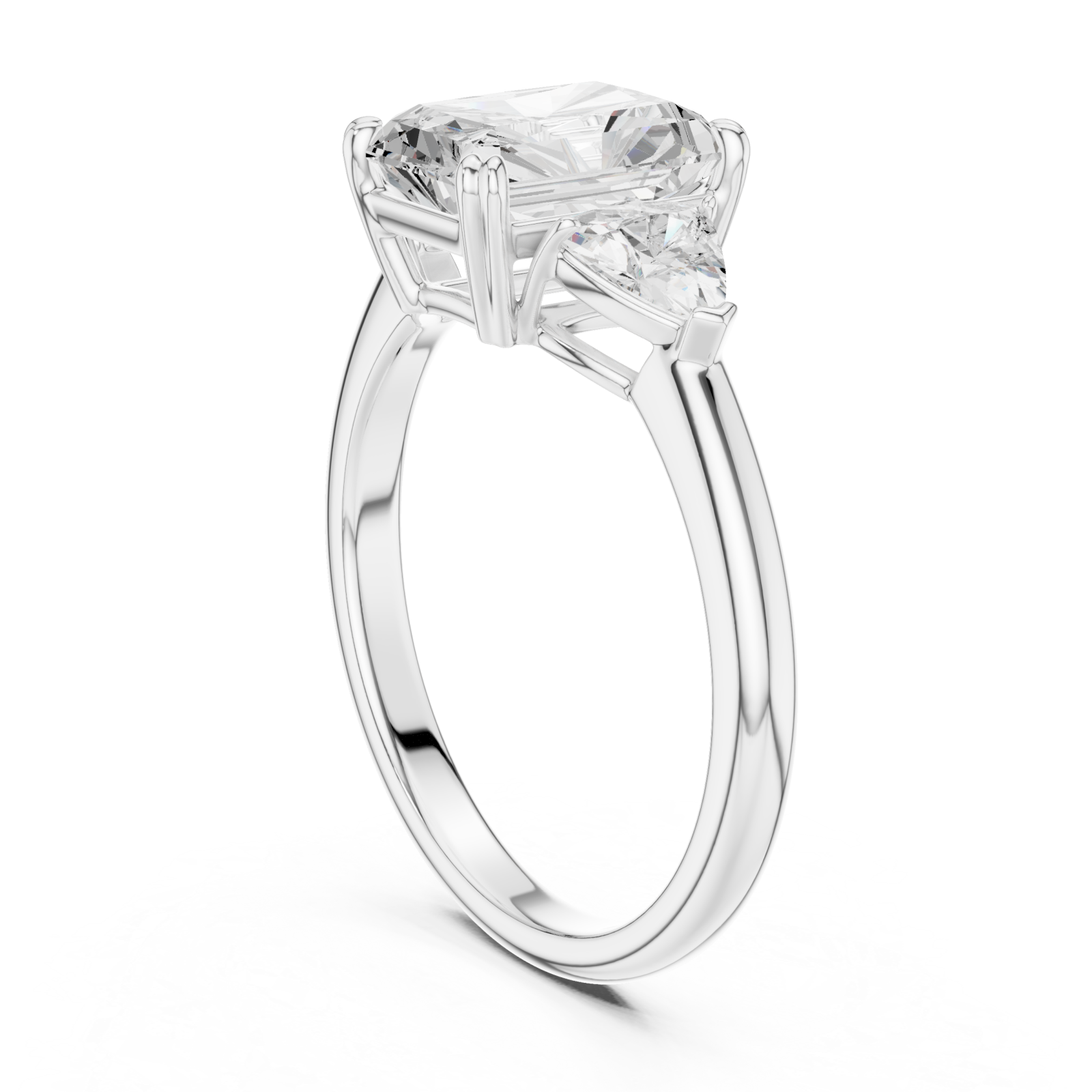  White Gold Luminous Majesty Three Stone Ring Left View