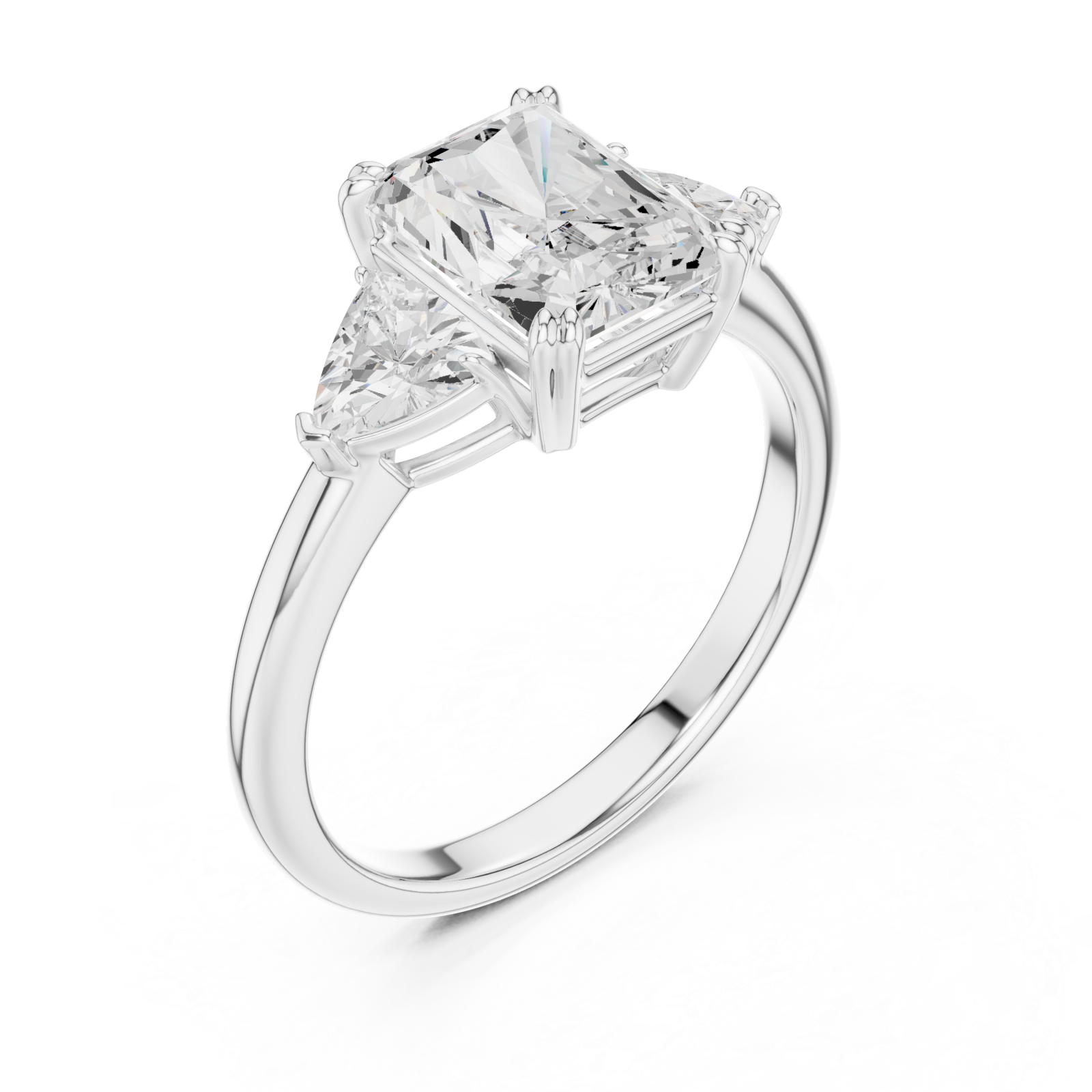  White Gold Luminous Majesty Three Stone Ring Right View