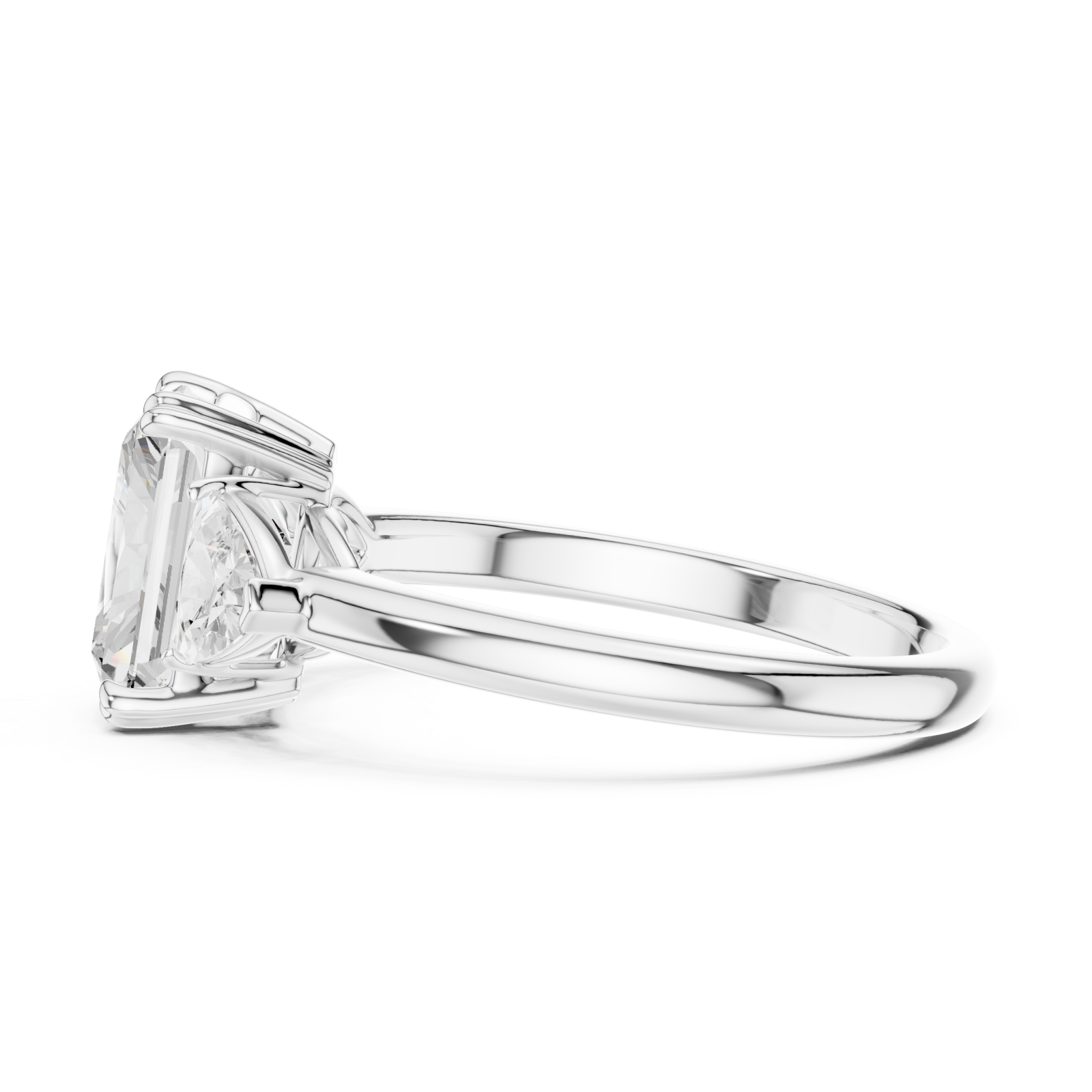  White Gold Luminous Majesty Three Stone Ring Side View