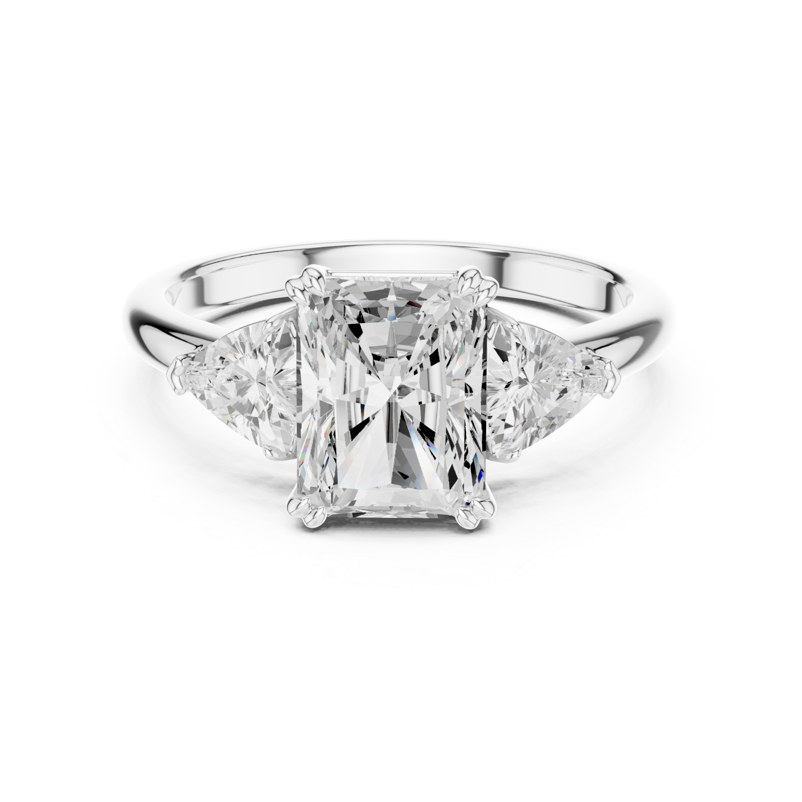  White Gold Luminous Majesty Three Stone Ring Front View