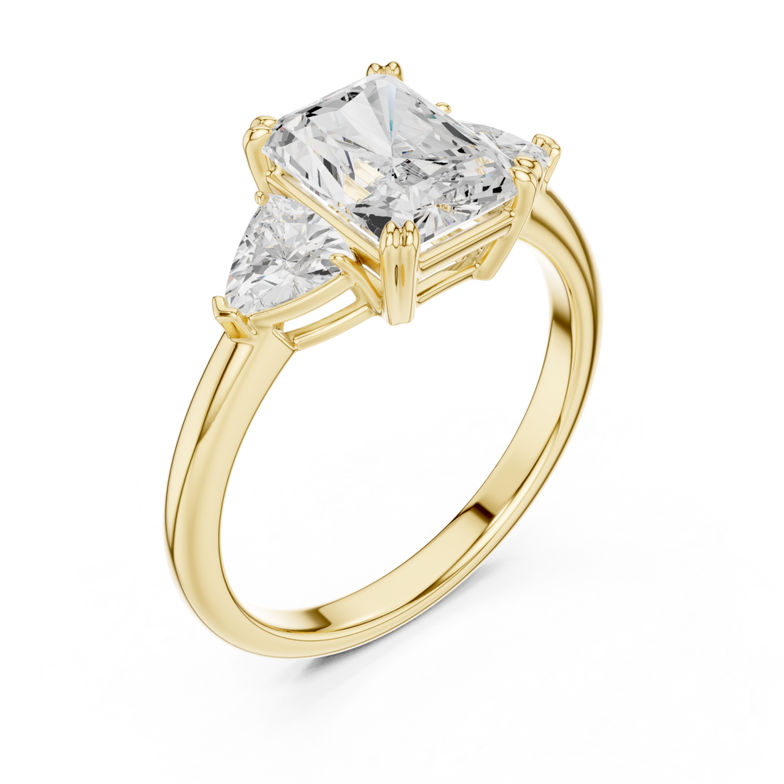 Gold Luminous Majesty Three Stone Ring Right View