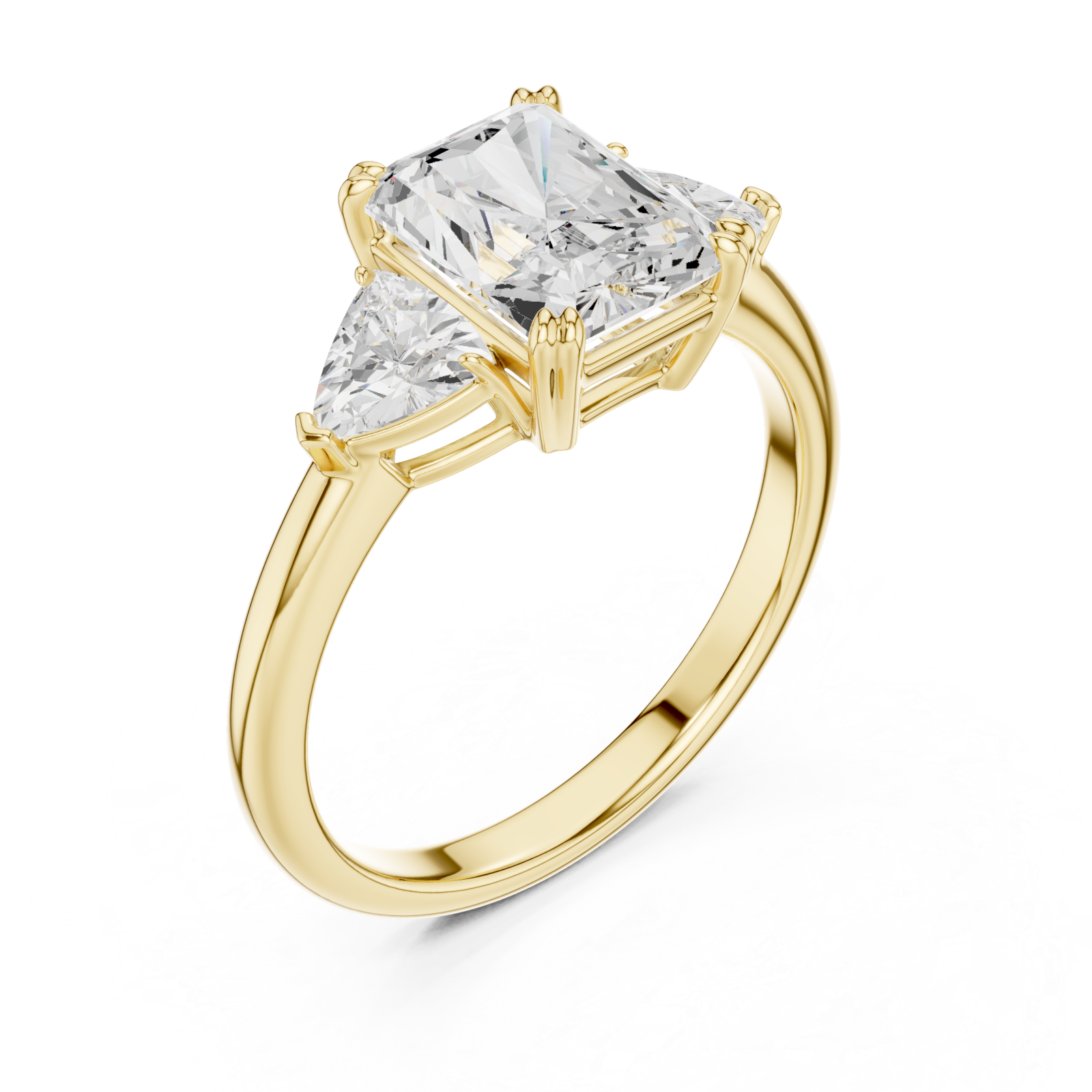 Gold Luminous Majesty Three Stone Ring Right View