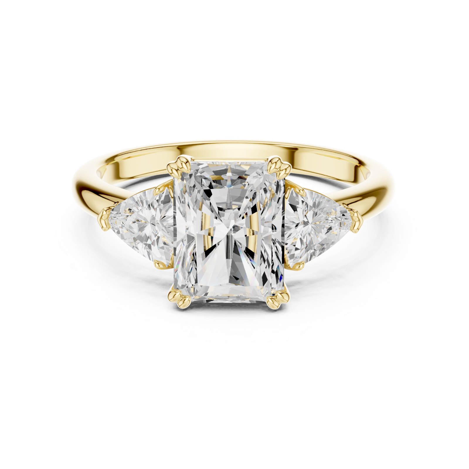  Gold Luminous Majesty Three Stone Ring Front View