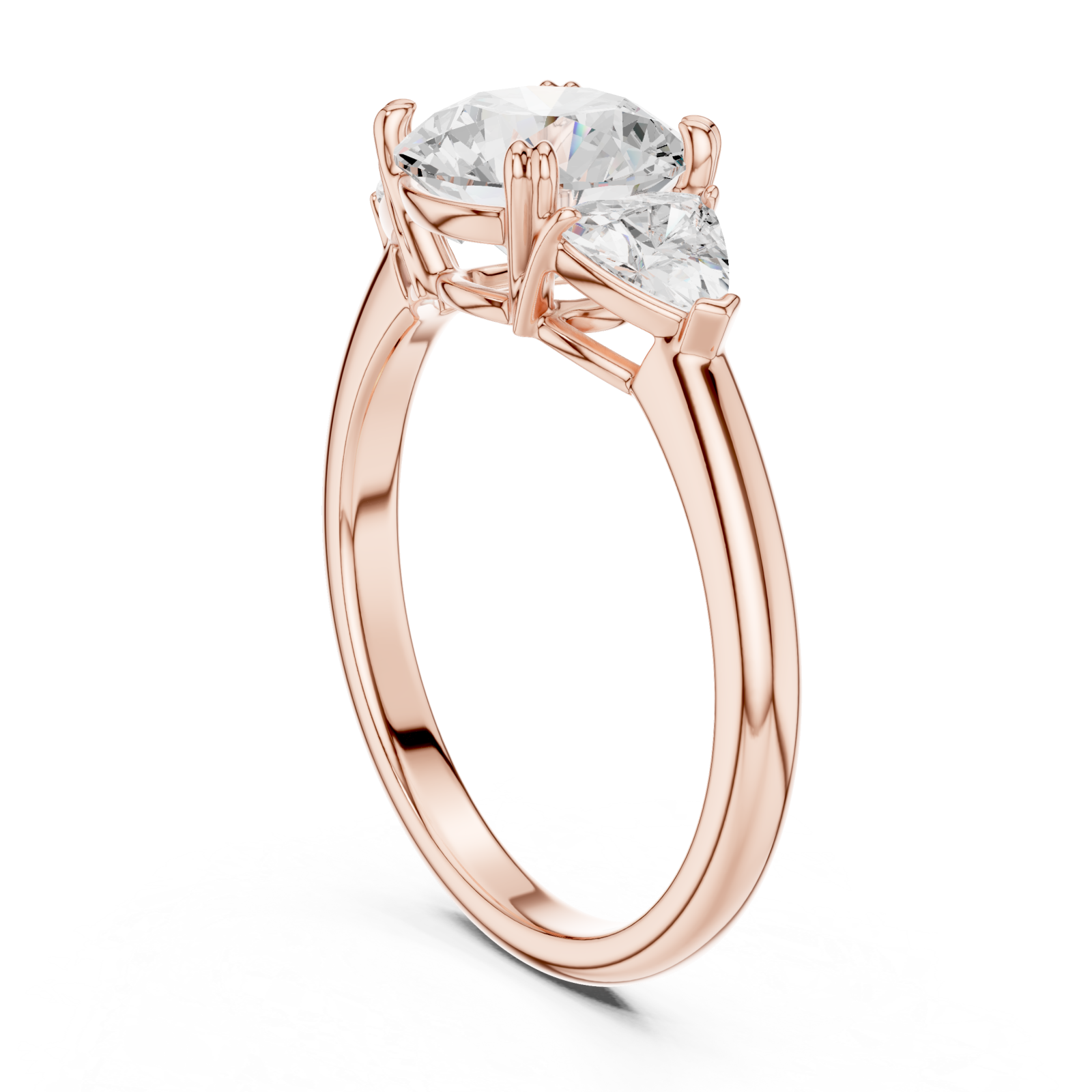  Rose Gold Radiance Three-Stone Classic Ring Left View