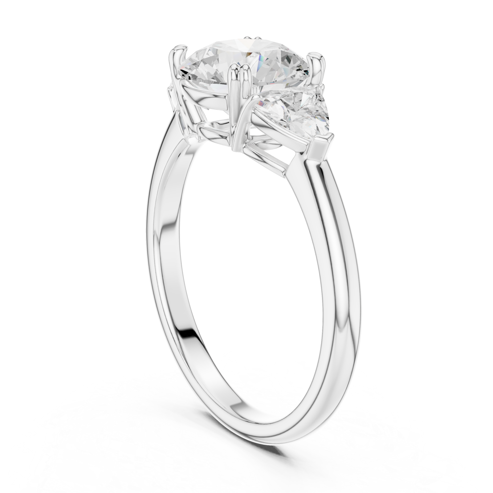  White Gold Radiance Three-Stone Classic Ring Left View