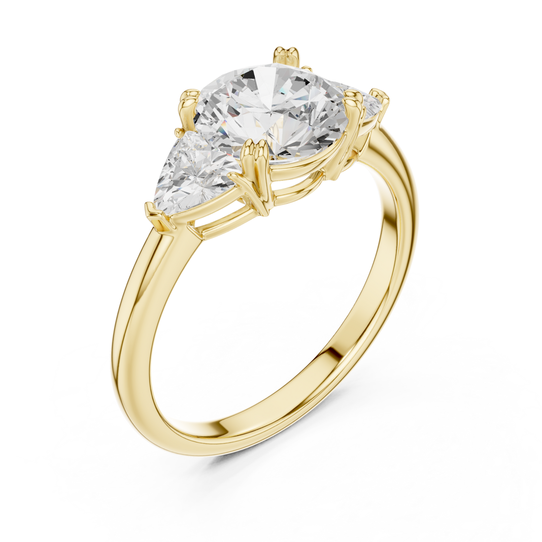 Gold Radiance Three-Stone Classic Ring Right View