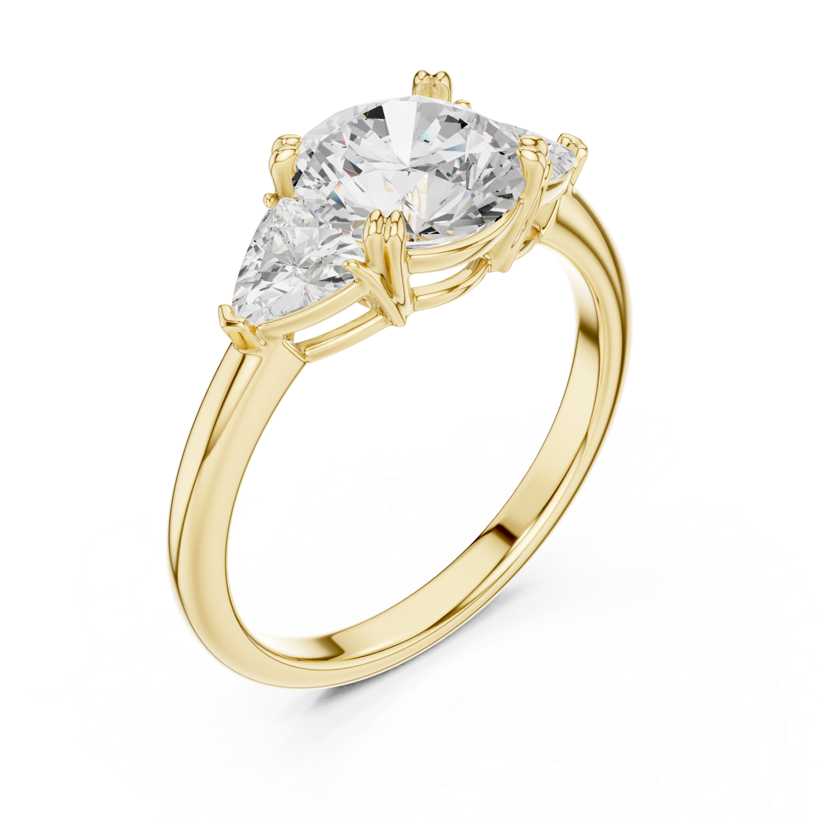 Gold Radiance Three-Stone Classic Ring Right View