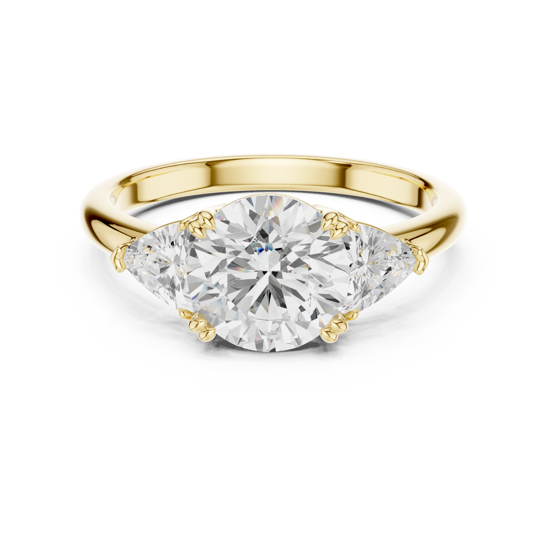 Gold Radiance Three-Stone Classic Ring Right View