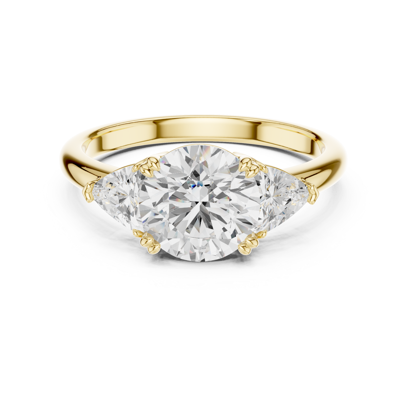  Gold Radiance Three-Stone Classic Ring Front View
