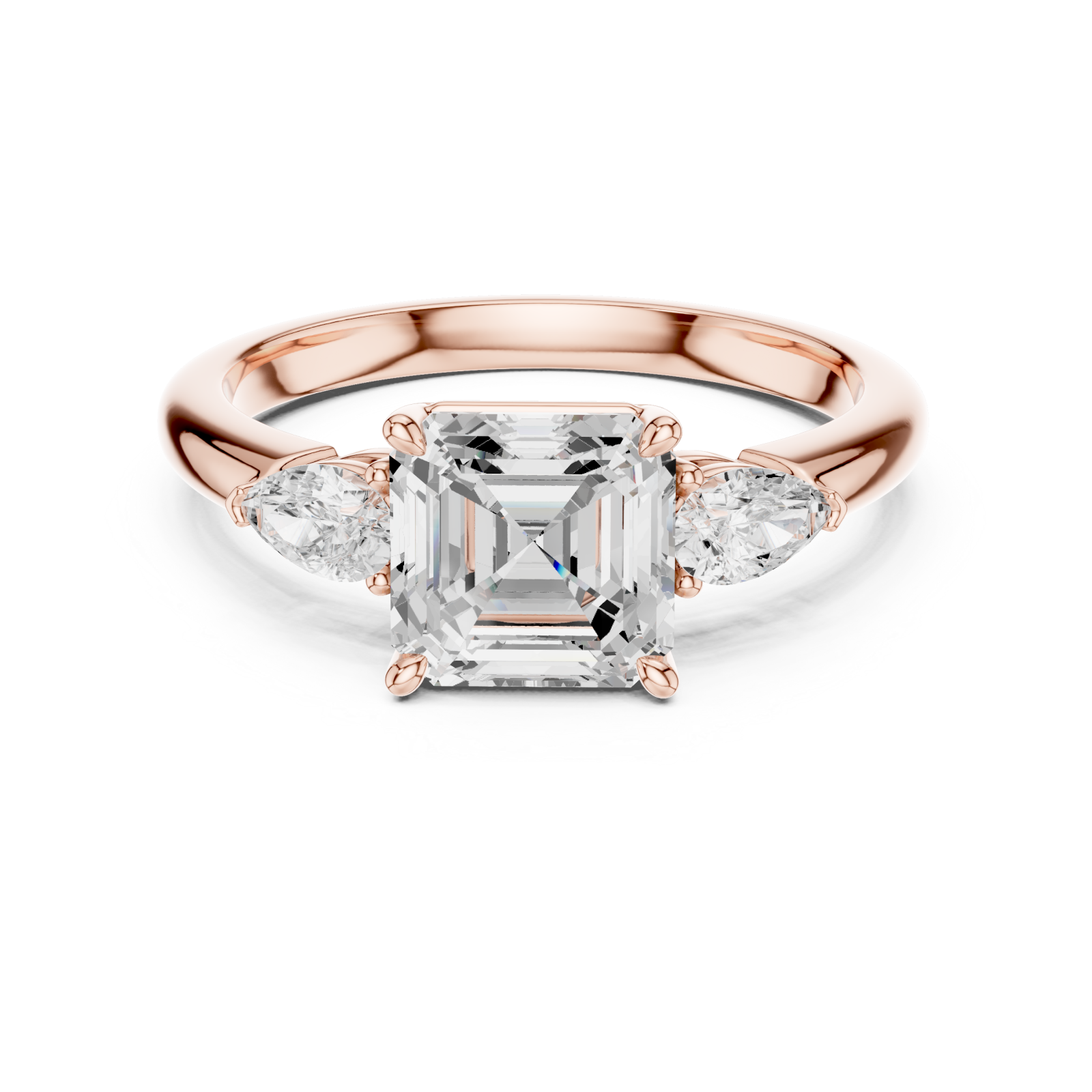  Rose Gold Radiant Harmony Trifold Ring Front View