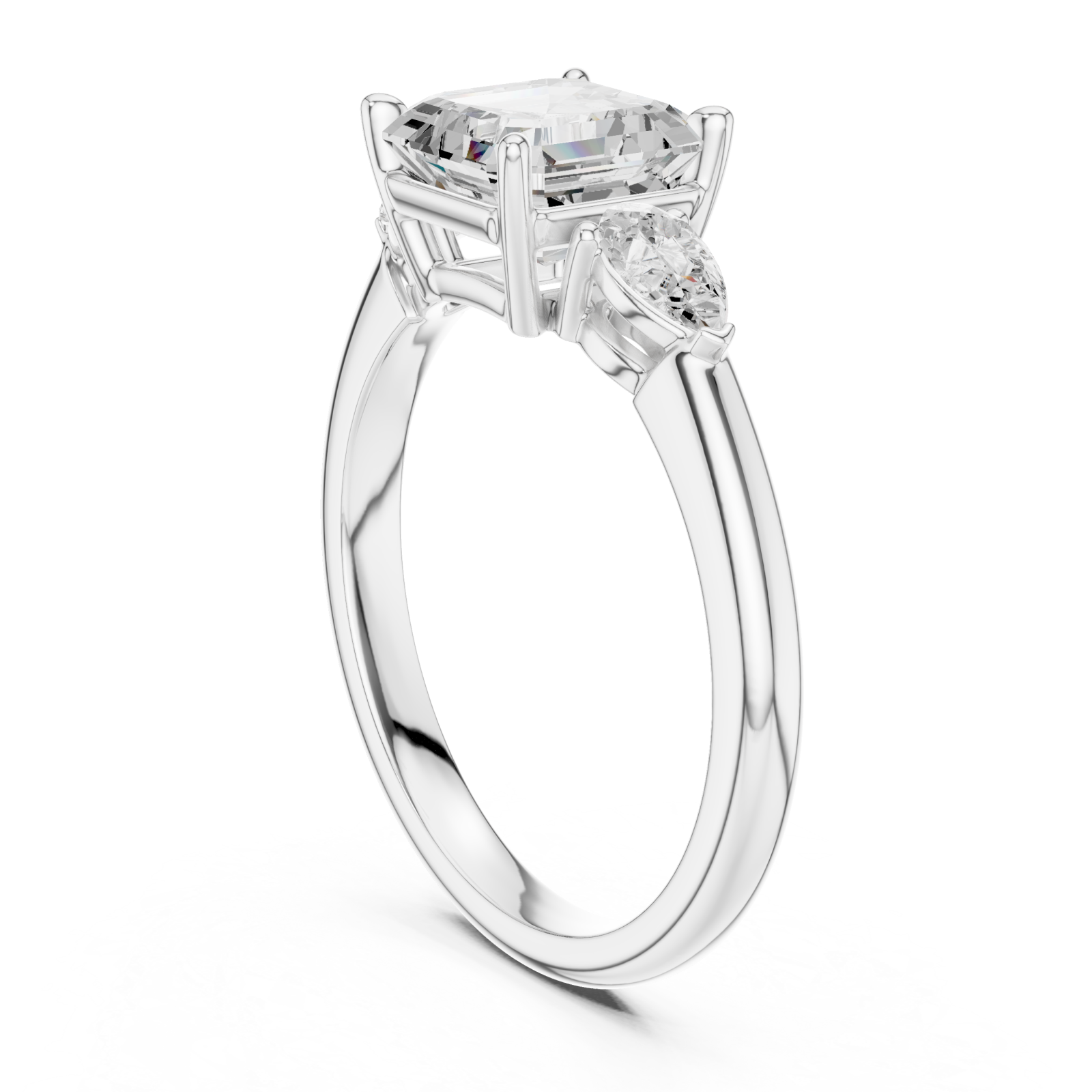  White Gold Radiant Harmony Trifold Ring Left View