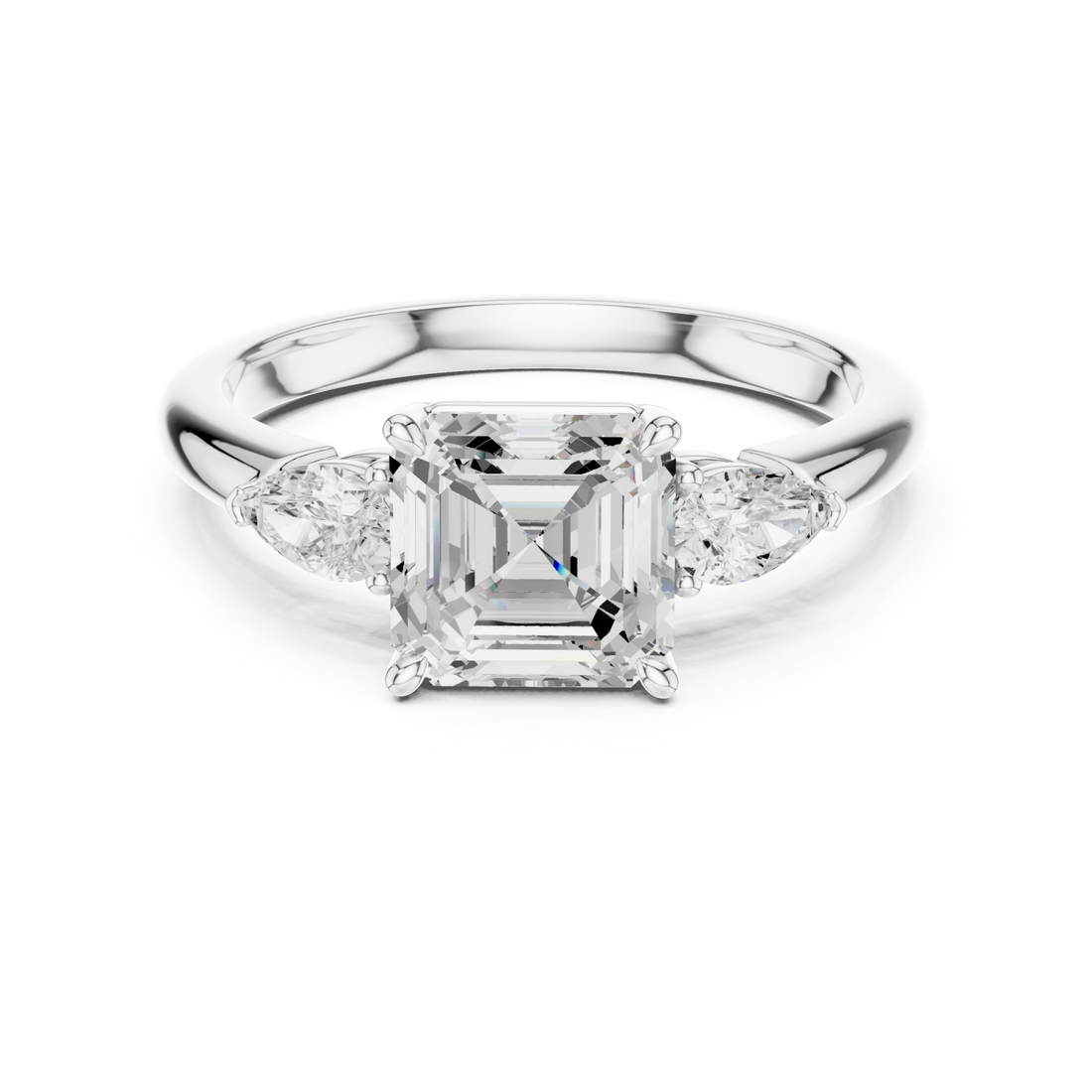  White Gold Radiant Harmony Trifold Ring Right View