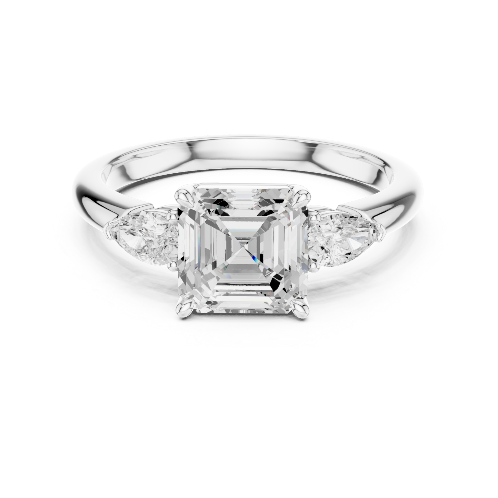  White Gold Radiant Harmony Trifold Ring Front View