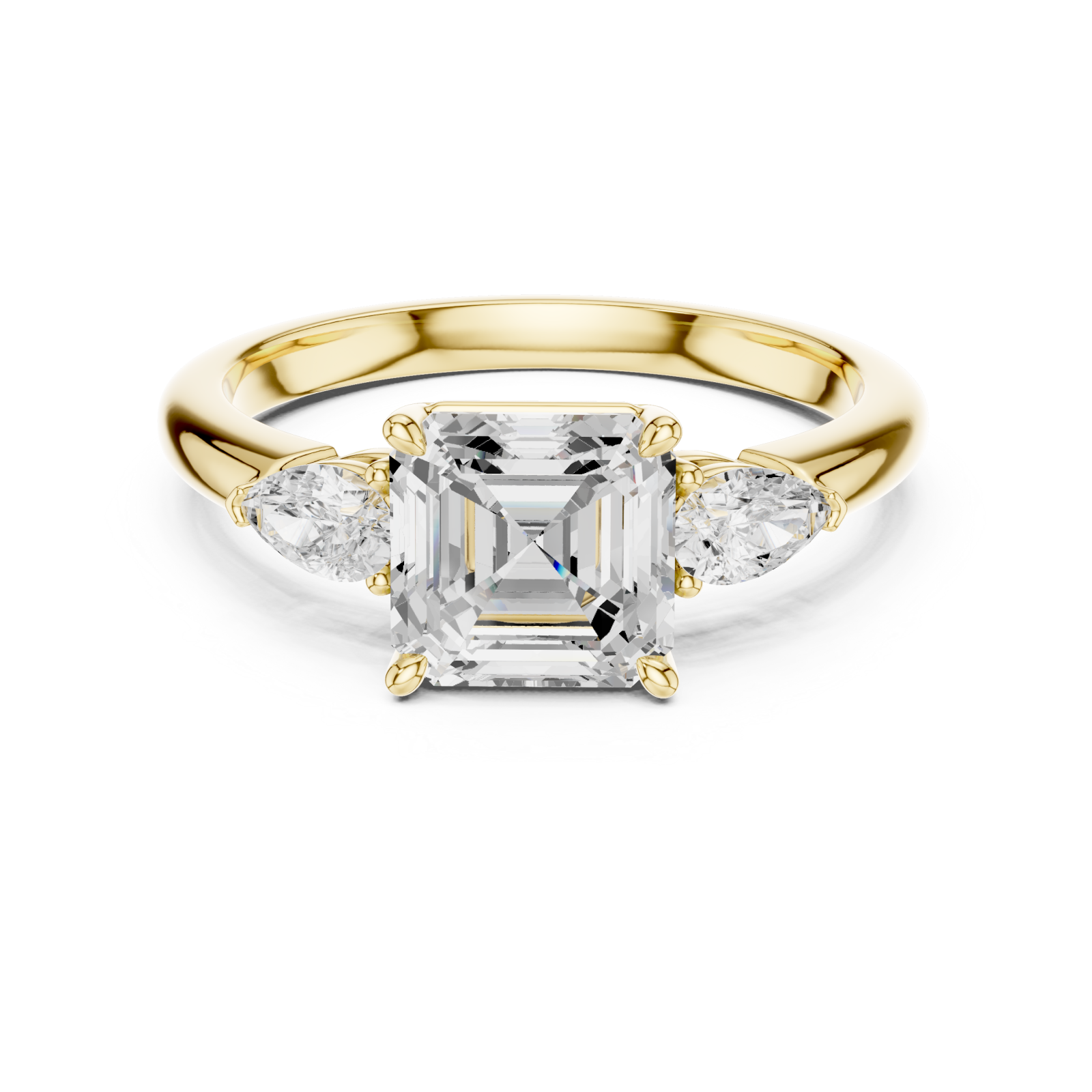  Gold Radiant Harmony Trifold Ring Front View