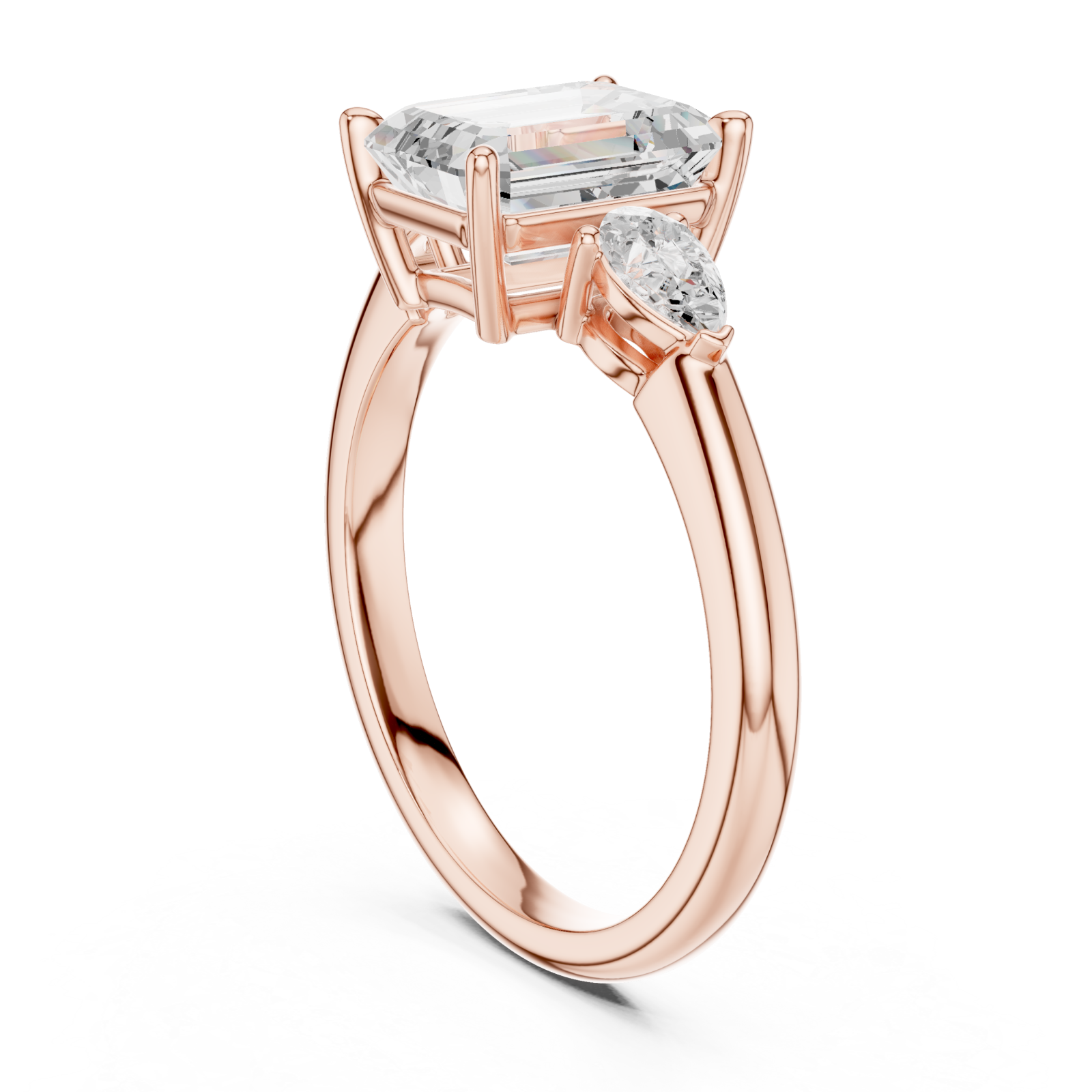  Rose Gold Eternal Promise Emerald Cut Ring Left View