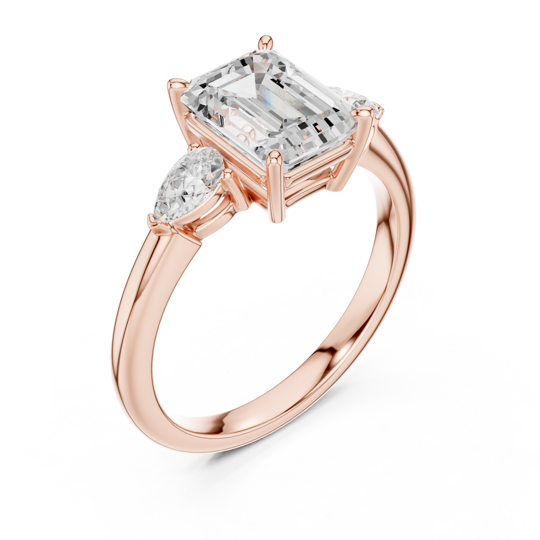  Rose Gold Eternal Promise Emerald Cut Ring Right View