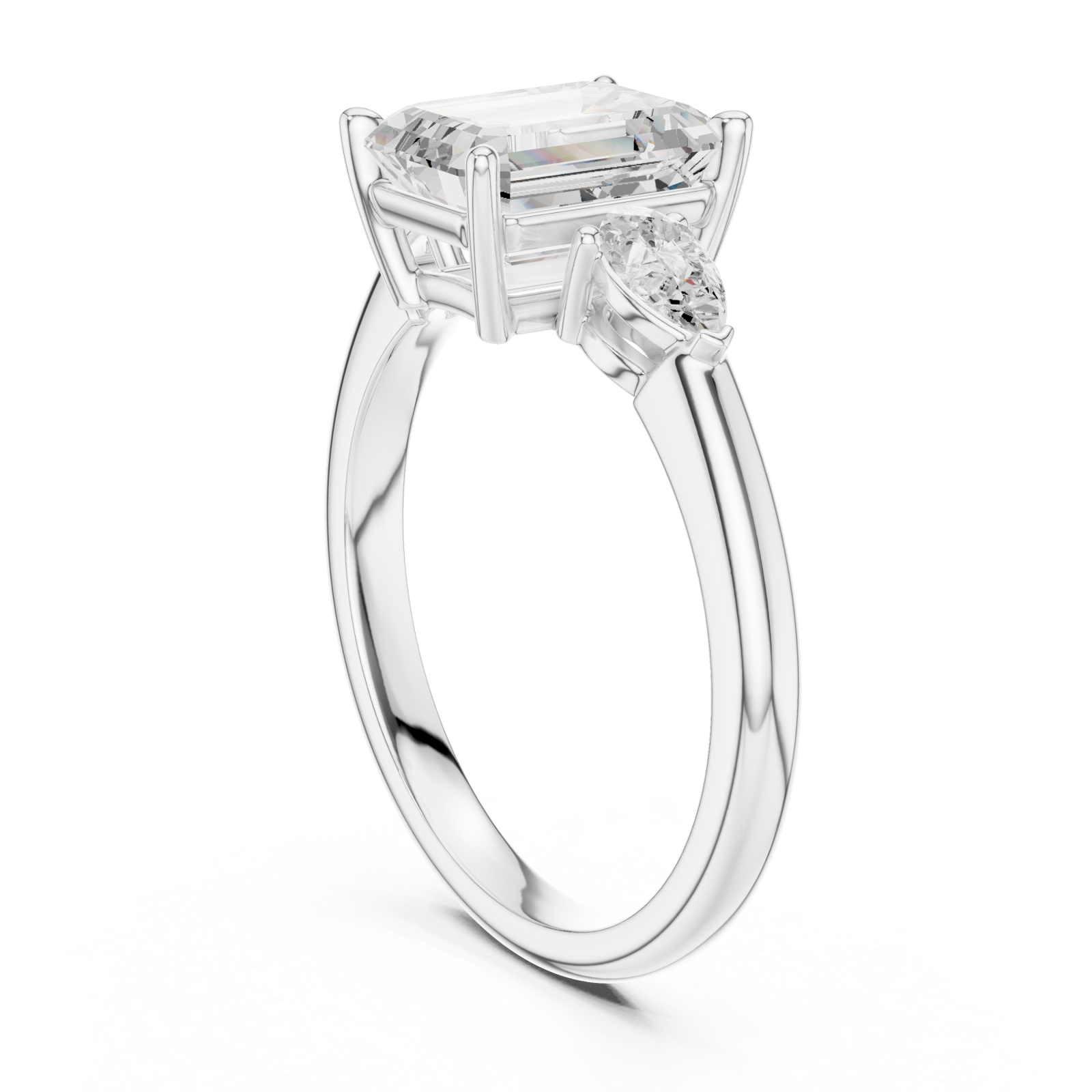  White Gold Eternal Promise Emerald Cut Ring Left View