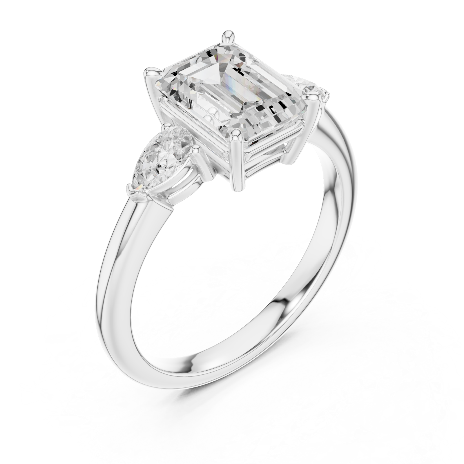  White Gold Eternal Promise Emerald Cut Ring Right View