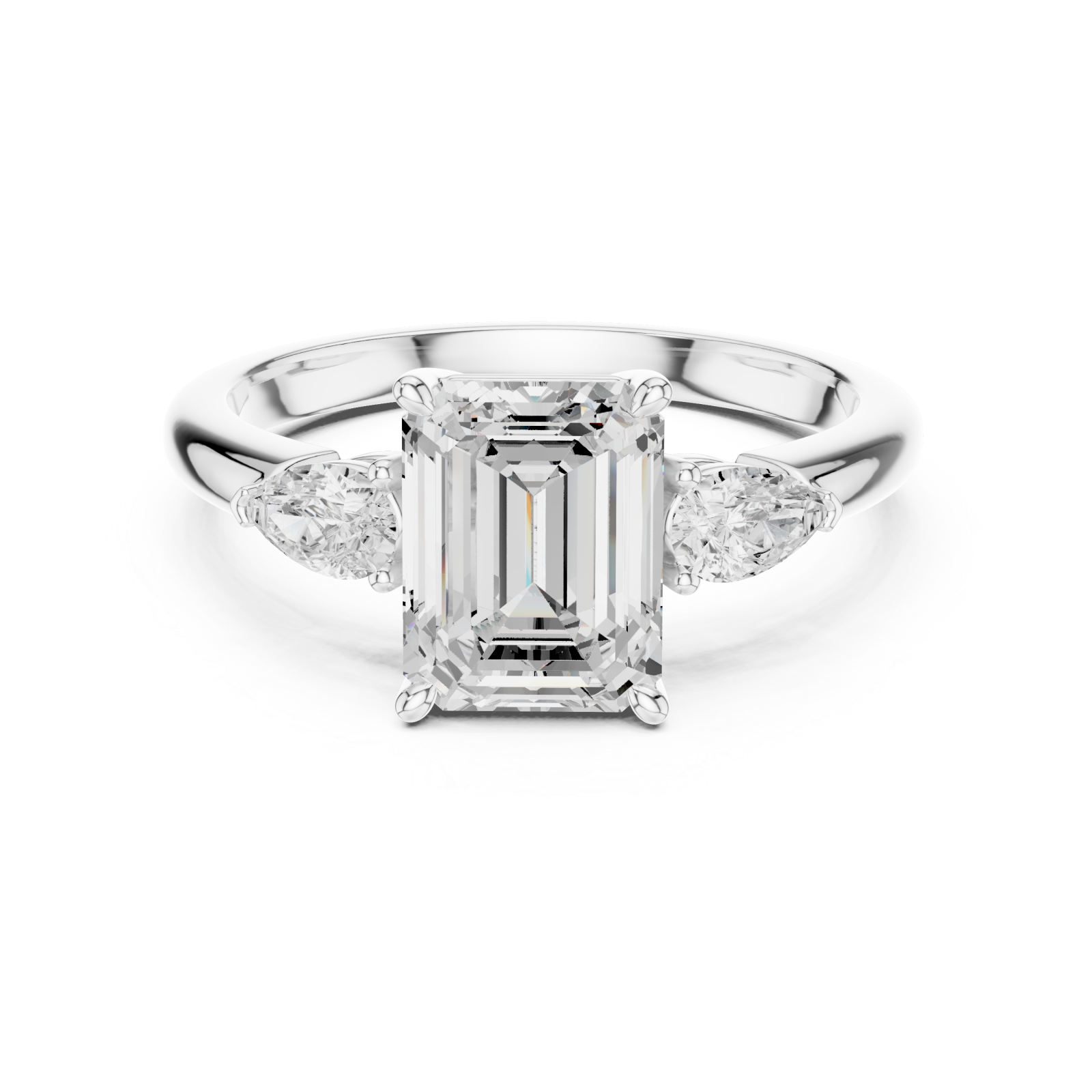  White Gold Eternal Promise Emerald Cut Ring Front View