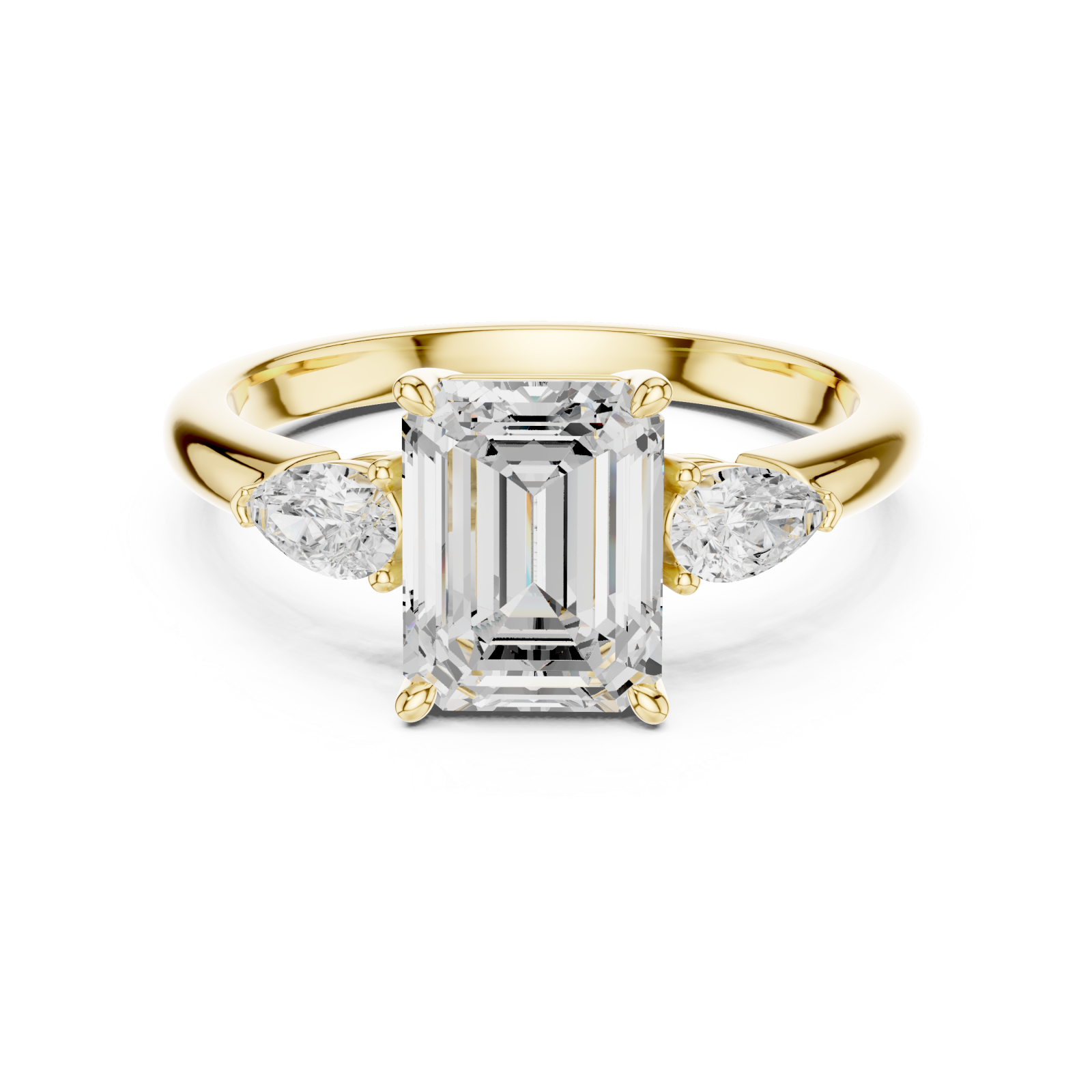  Gold Eternal Promise Emerald Cut Ring Front View