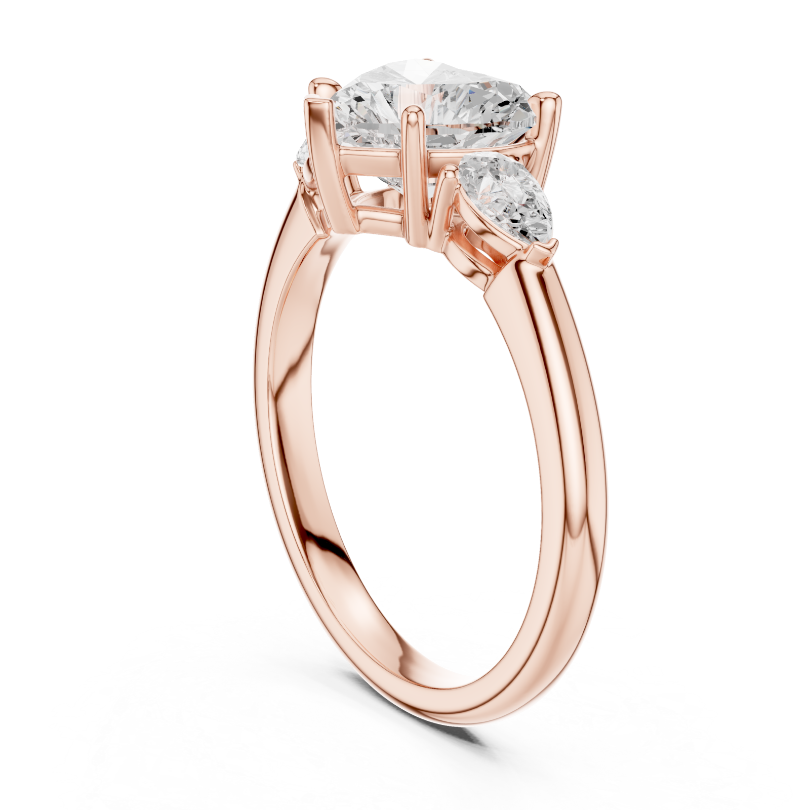  Rose Gold Bliss Enchant Three Stone Ring Left View