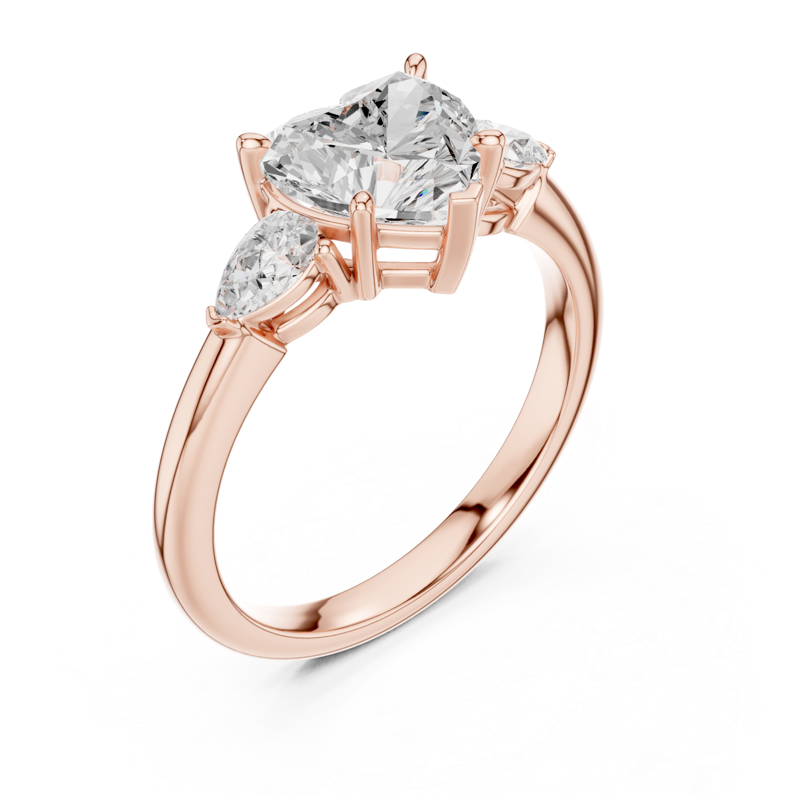  Rose Gold Bliss Enchant Three Stone Ring Right View