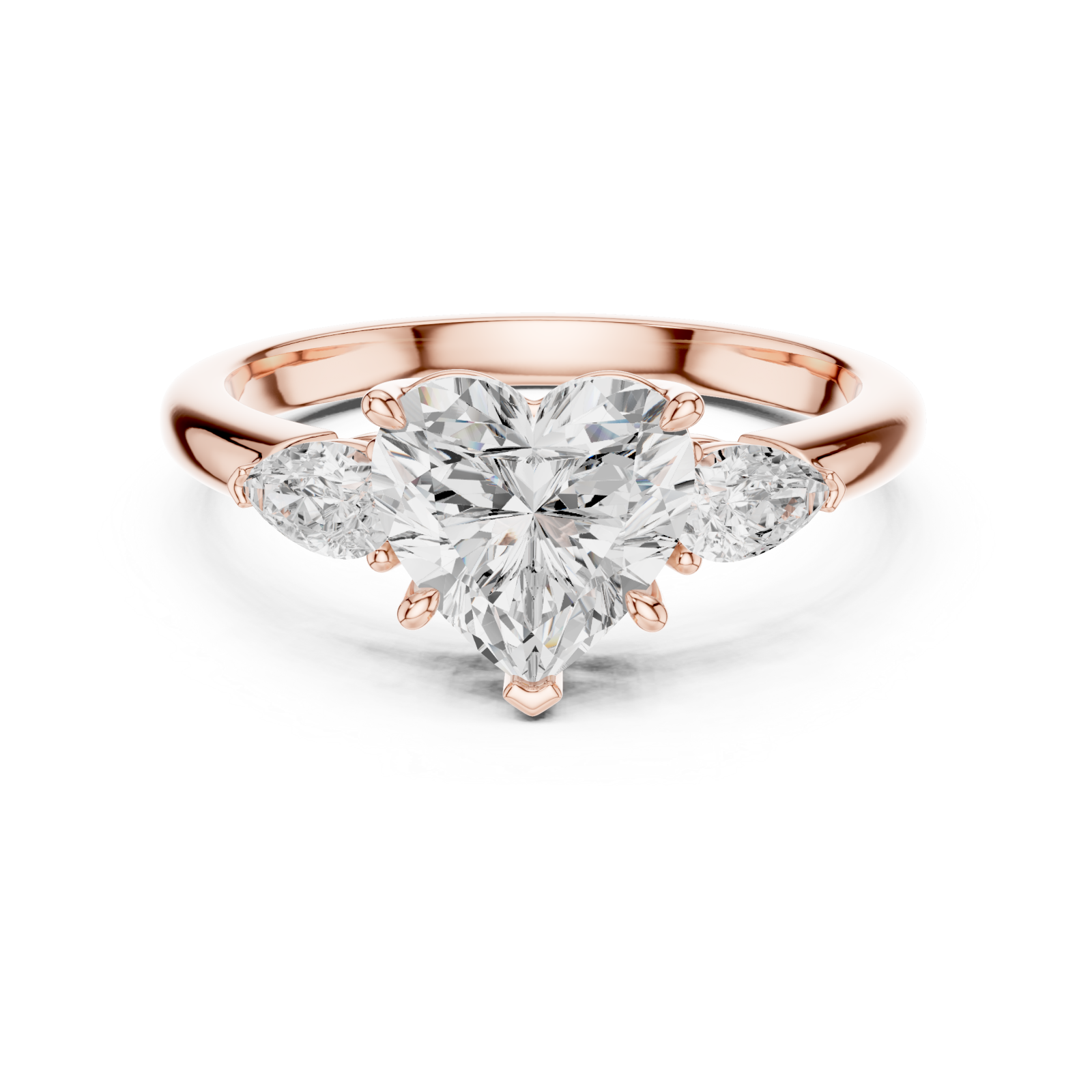  Rose Gold Bliss Enchant Three Stone Ring Front View