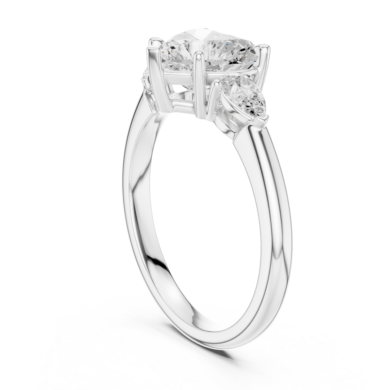  White Gold Bliss Enchant Three Stone Ring Left View