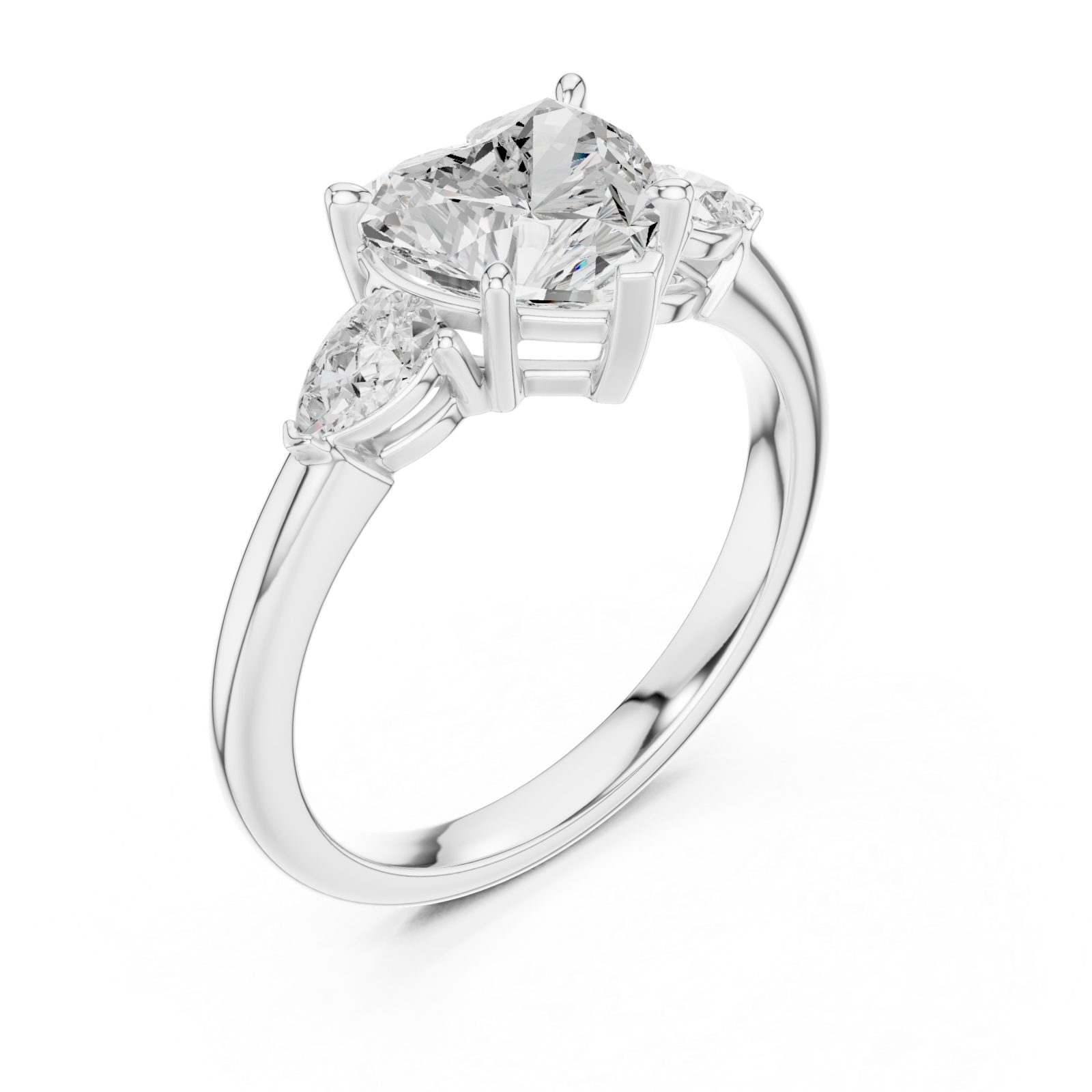  White Gold Bliss Enchant Three Stone Ring Right View