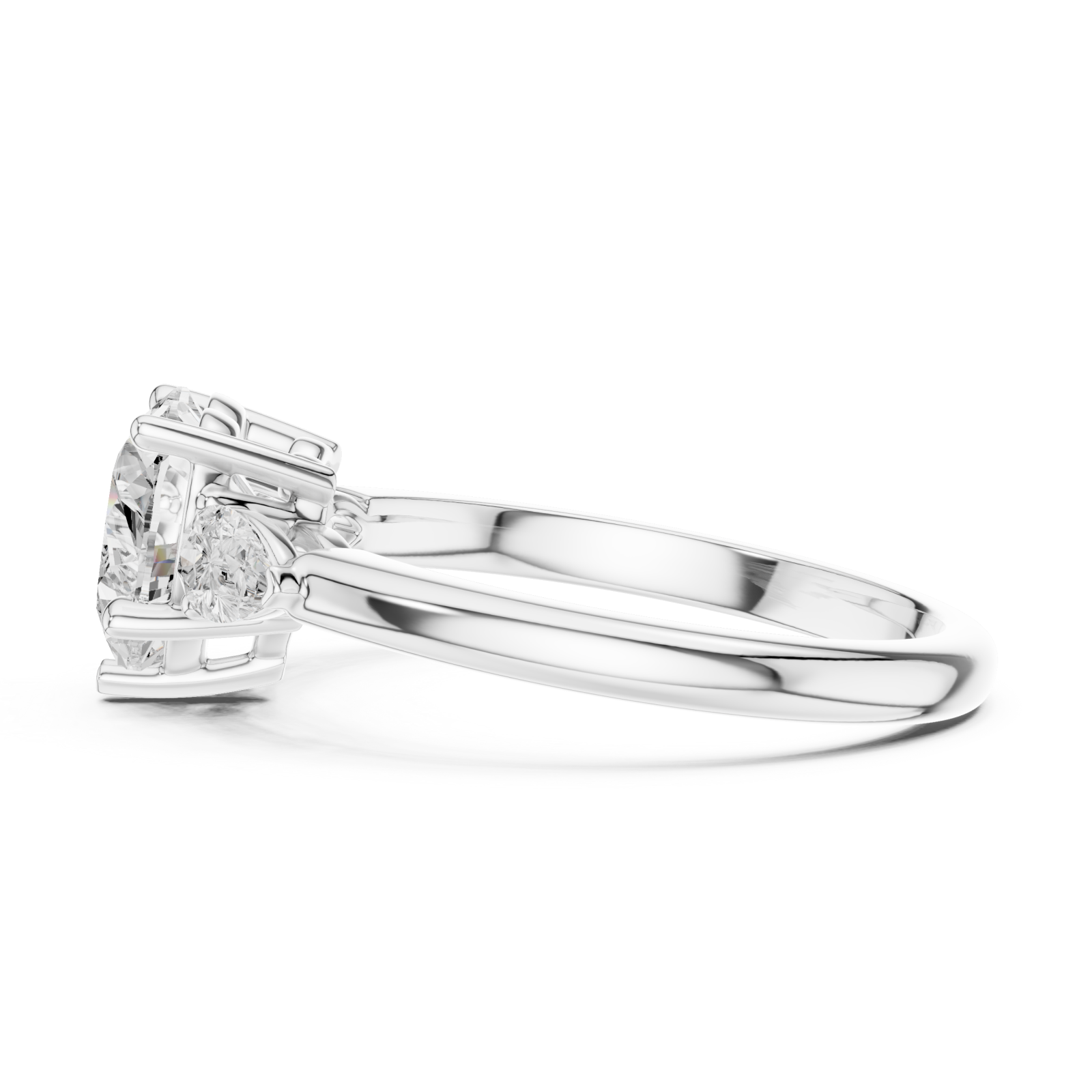  White Gold Bliss Enchant Three Stone Ring Side View