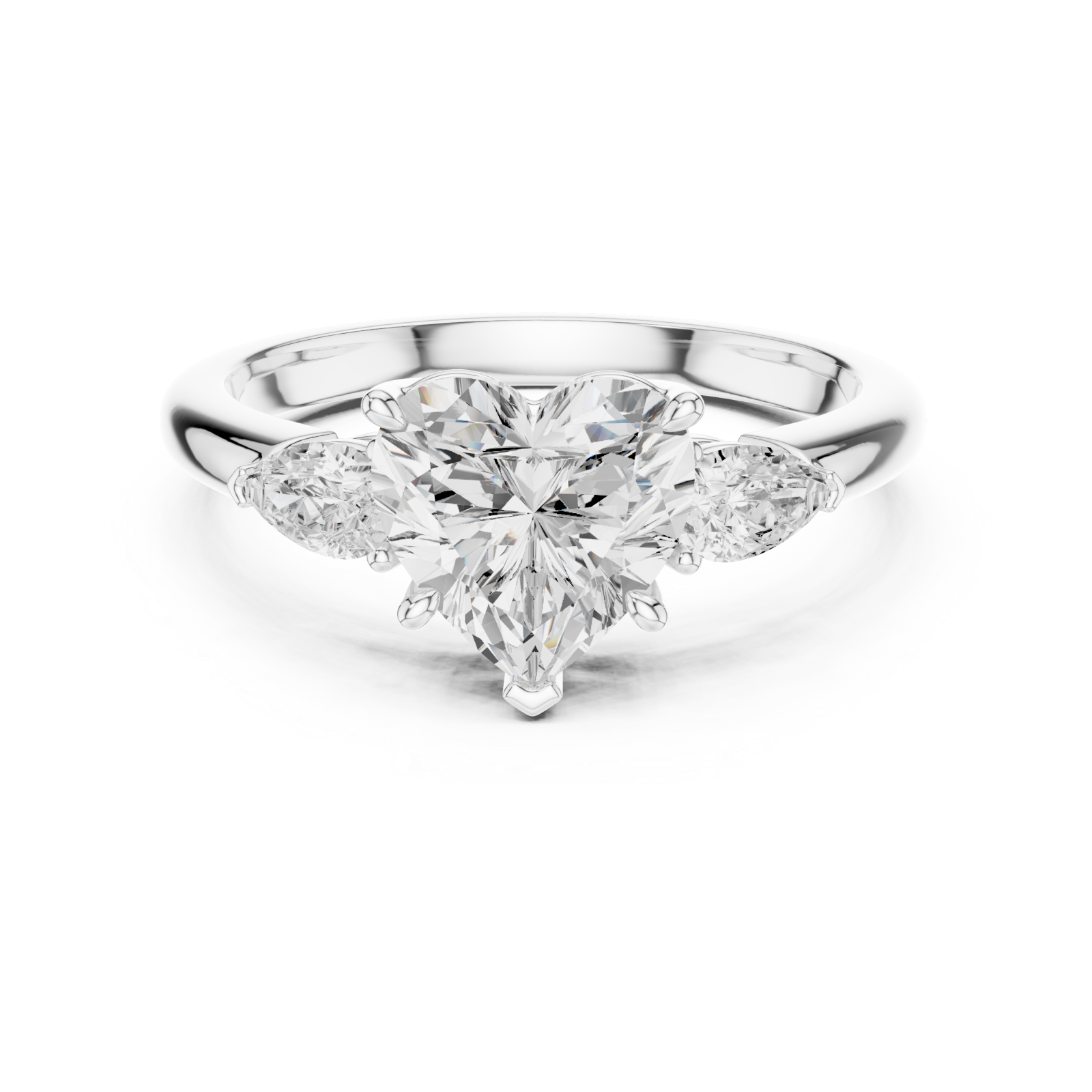  White Gold Bliss Enchant Three Stone Ring Front View