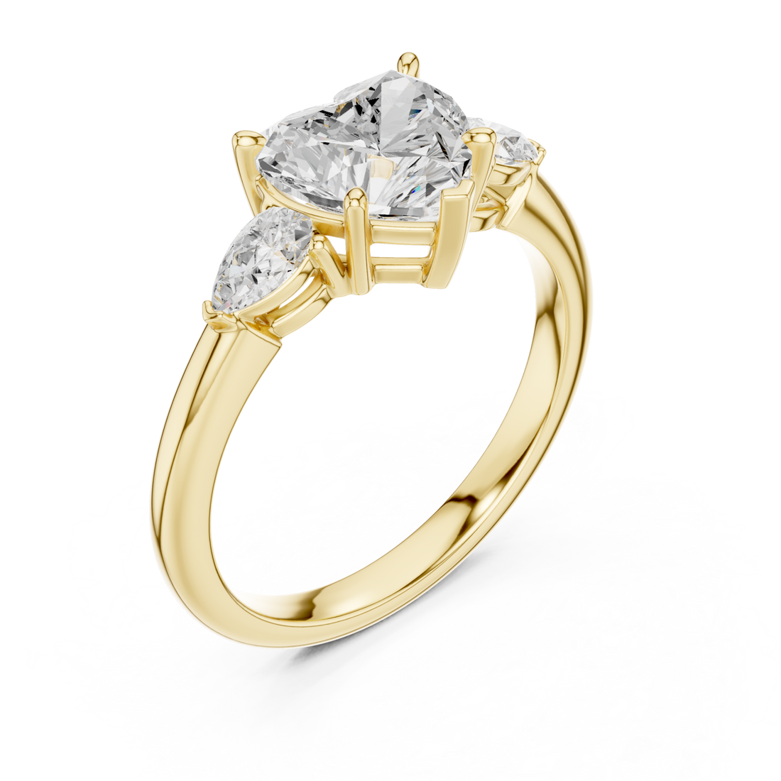 Gold Bliss Enchant Three Stone Ring Right View