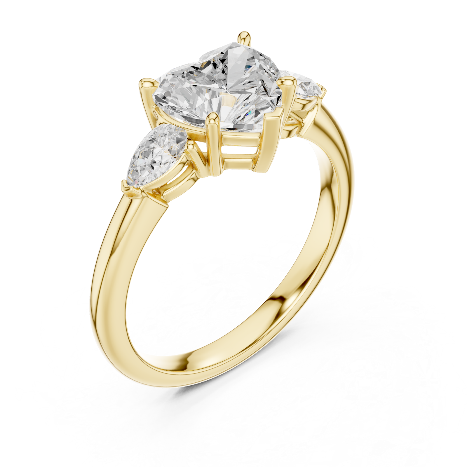 Gold Bliss Enchant Three Stone Ring Right View